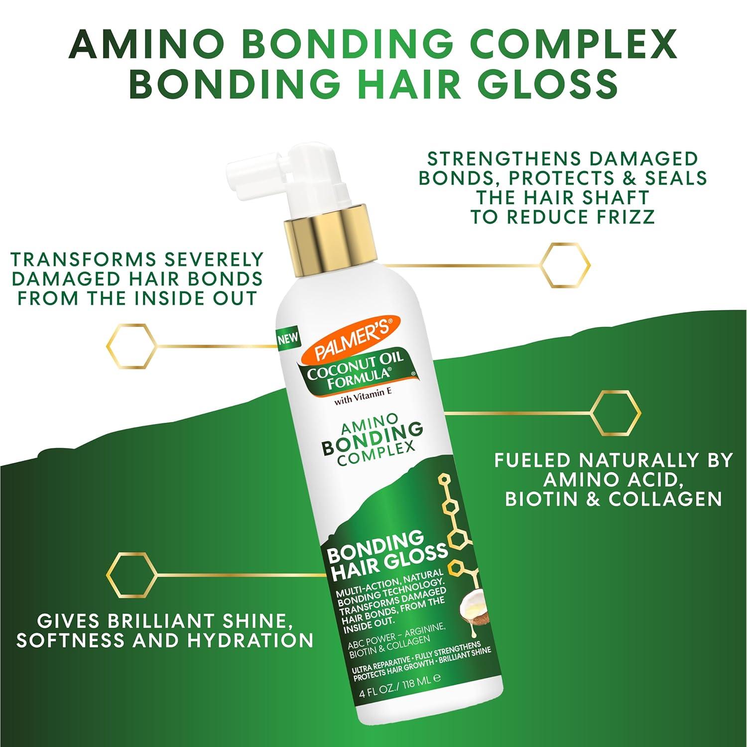 imagePalmers Amino Bonding Complex Hair Gloss Hair Shine Spray with Coconut Oil amp Vitamin E Hydrating Heat Protectant Anti Frizz Adds Shine amp Protects Hair Growth All Hair Types 4 fl oz