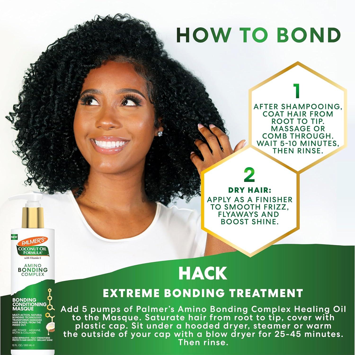 imagePalmers Amino Bonding Complex Hair Mask Intense Conditioning Masque Pack with Coconut Oil amp Vitamin E Heat Protectant Anti Frizz Adds Shine Protects Hair Growth All Hair Types 12 fl oz bottle12 Fl Oz Pack of 1