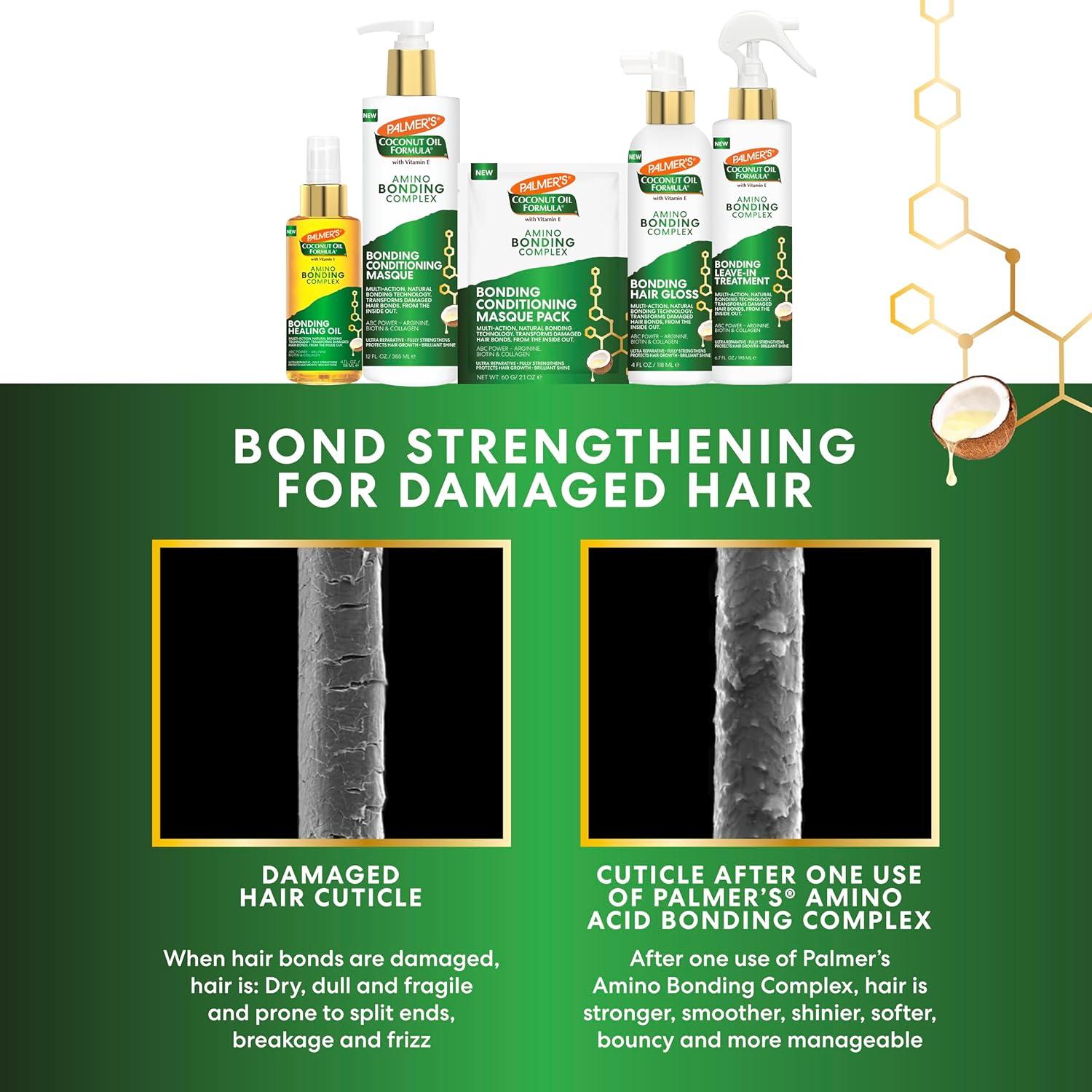imagePalmers Amino Bonding Complex Hair Mask Intense Conditioning Masque Pack with Coconut Oil amp Vitamin E Heat Protectant Anti Frizz Adds Shine Protects Hair Growth All Hair Types 12 fl oz bottle21 Fl Oz Pack of 1