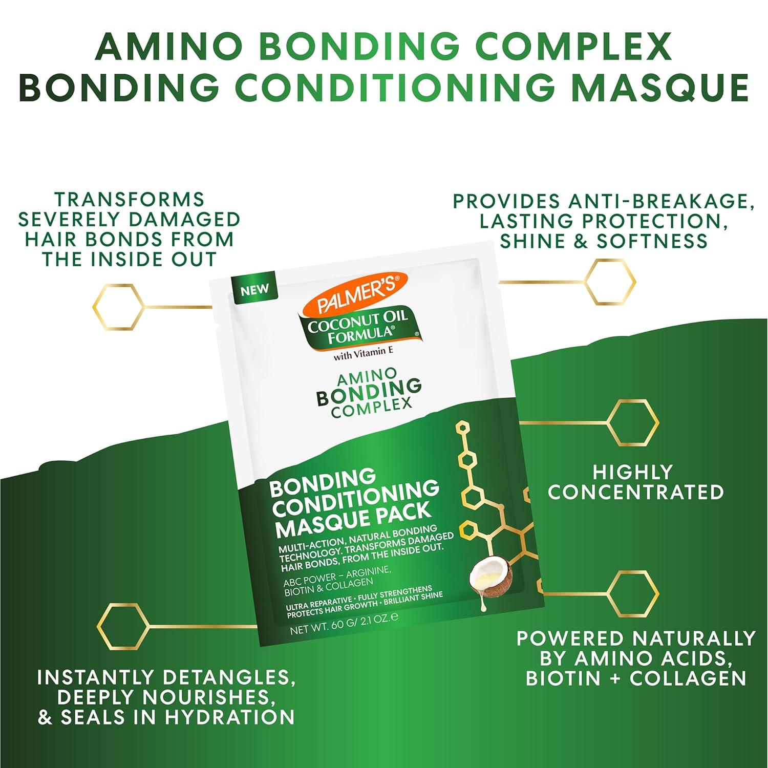 imagePalmers Amino Bonding Complex Hair Mask Intense Conditioning Masque Pack with Coconut Oil amp Vitamin E Heat Protectant Anti Frizz Adds Shine Protects Hair Growth All Hair Types 12 fl oz bottle21 Fl Oz Pack of 12