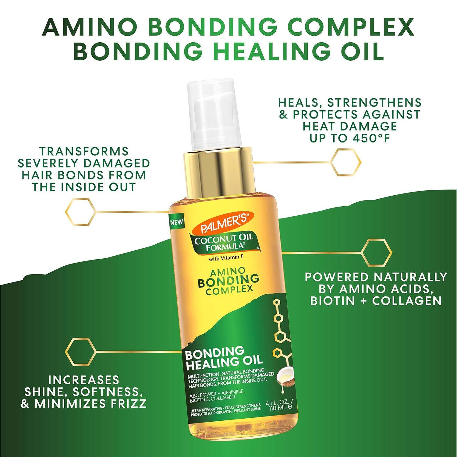 imagePalmers Amino Bonding Complex Hair Oil Healing Treatment with Coconut Oil amp Vitamin E Heat Protectant Anti Frizz Adds Shine Strengthens amp Protects Hair Growth All Hair Types 4 fl ozHair Styling Agent