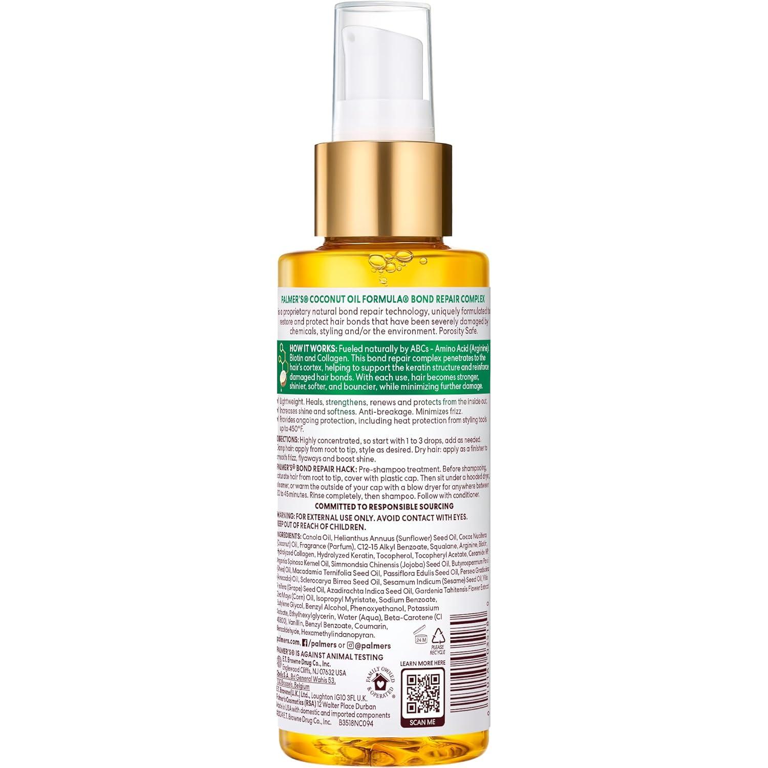 imagePalmers Amino Bonding Complex Hair Oil Healing Treatment with Coconut Oil amp Vitamin E Heat Protectant Anti Frizz Adds Shine Strengthens amp Protects Hair Growth All Hair Types 4 fl ozHair Styling Agent