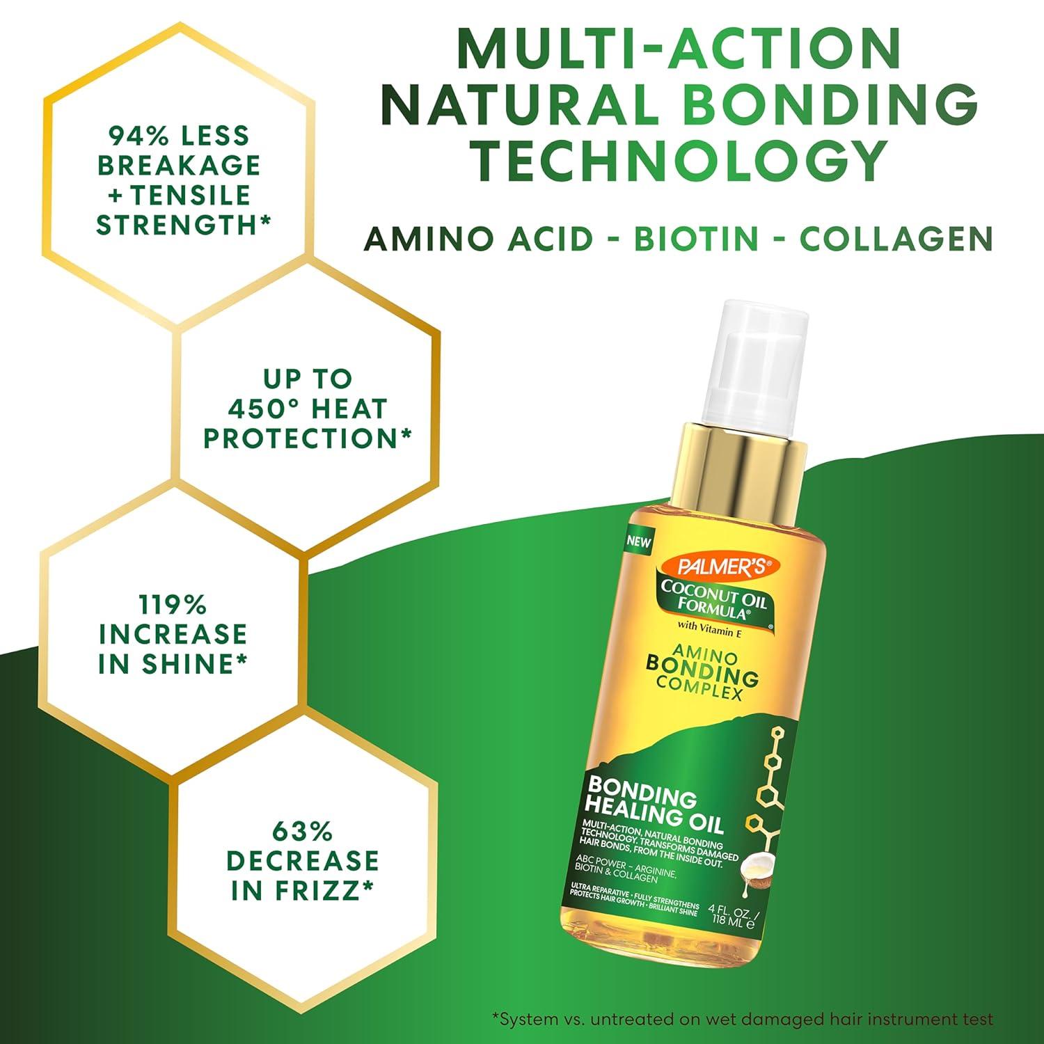 imagePalmers Amino Bonding Complex Hair Oil Healing Treatment with Coconut Oil amp Vitamin E Heat Protectant Anti Frizz Adds Shine Strengthens amp Protects Hair Growth All Hair Types 4 fl ozHair Styling Agent