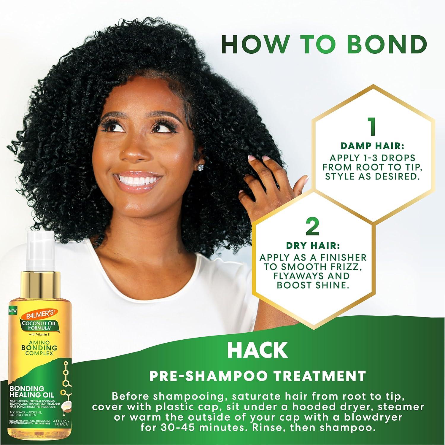 imagePalmers Amino Bonding Complex Hair Oil Healing Treatment with Coconut Oil amp Vitamin E Heat Protectant Anti Frizz Adds Shine Strengthens amp Protects Hair Growth All Hair Types 4 fl ozHair Styling Agent