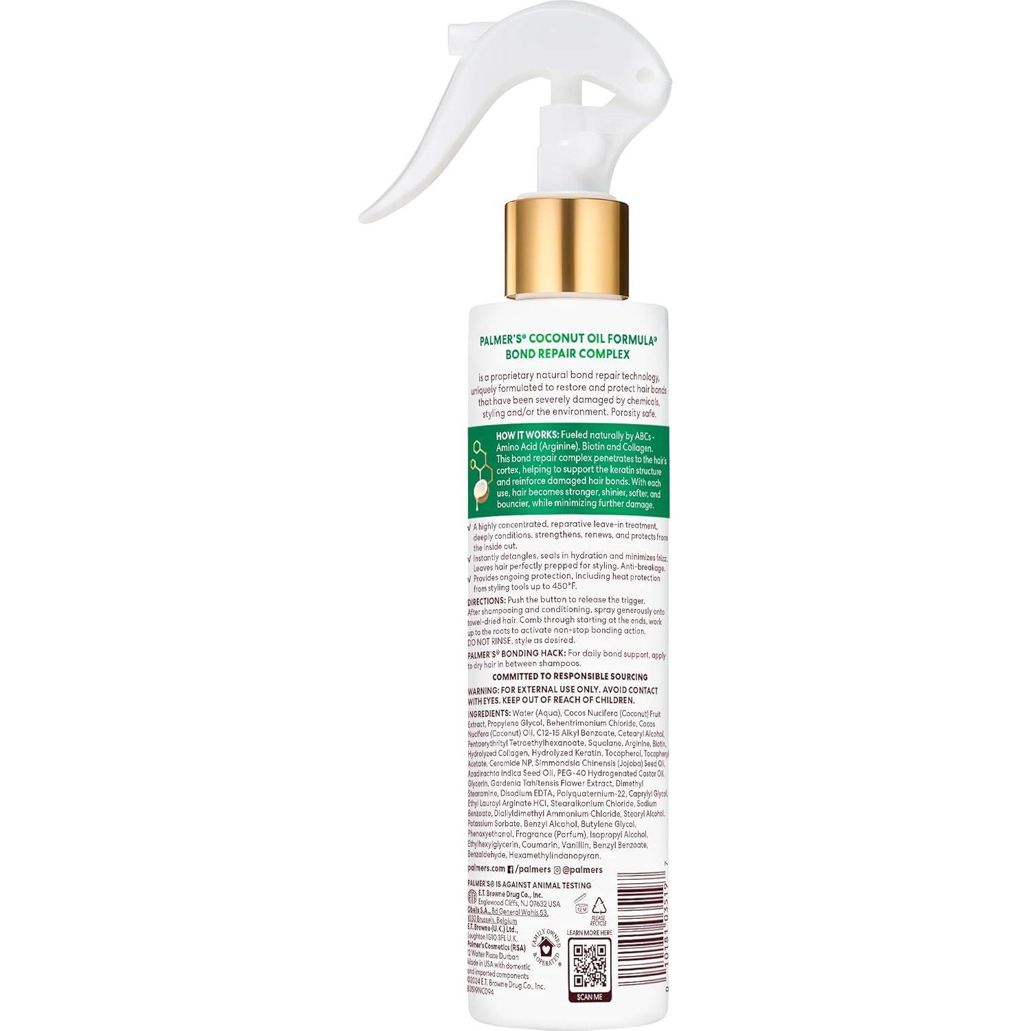 imagePalmers Amino Bonding Complex Hair Treatment LeaveIn Conditioner Spray with Coconut Oil amp Vitamin E Heat Protectant Anti Frizz Strengthens amp Protects Hair Growth All Hair Types 67 fl oz