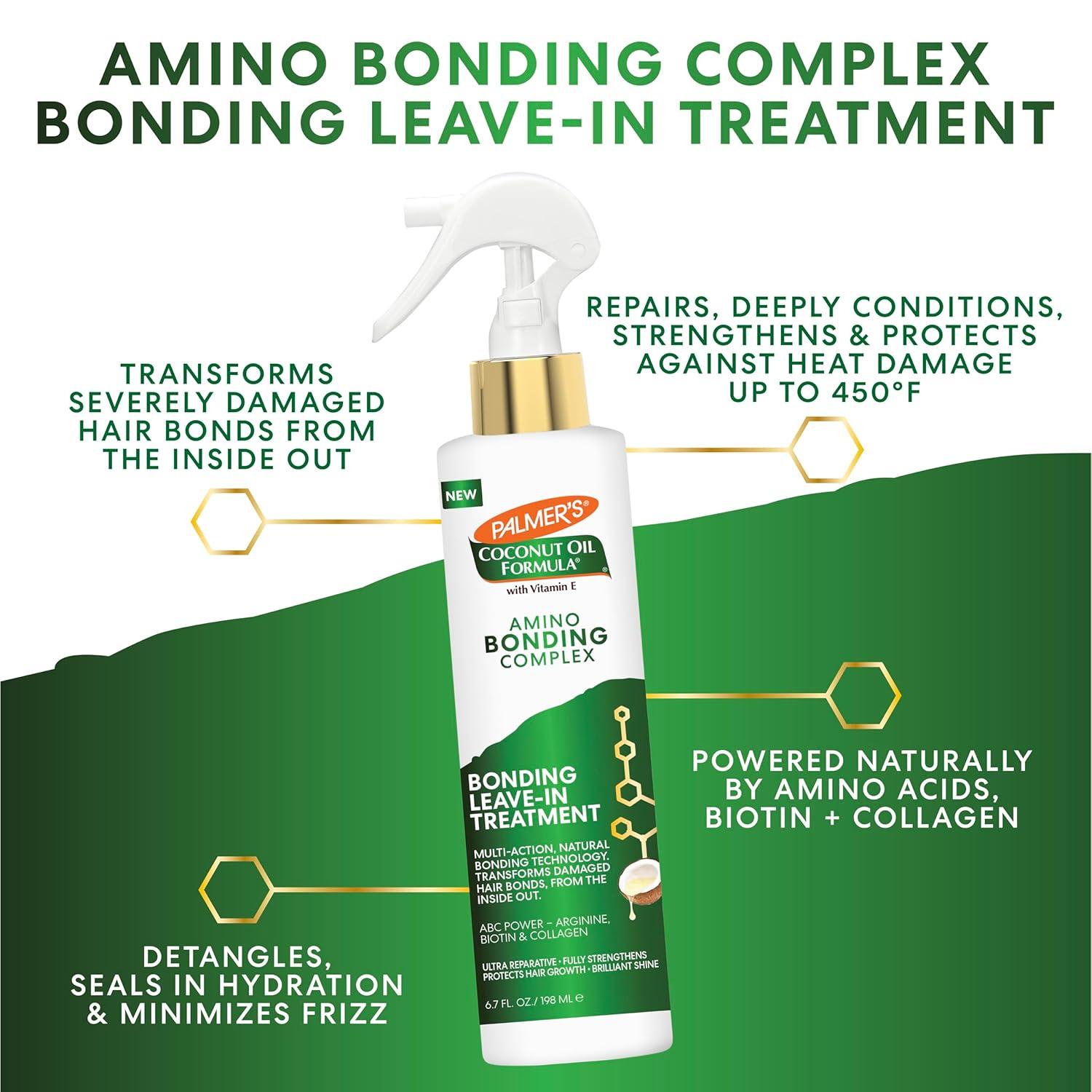 imagePalmers Amino Bonding Complex Hair Treatment LeaveIn Conditioner Spray with Coconut Oil amp Vitamin E Heat Protectant Anti Frizz Strengthens amp Protects Hair Growth All Hair Types 67 fl oz