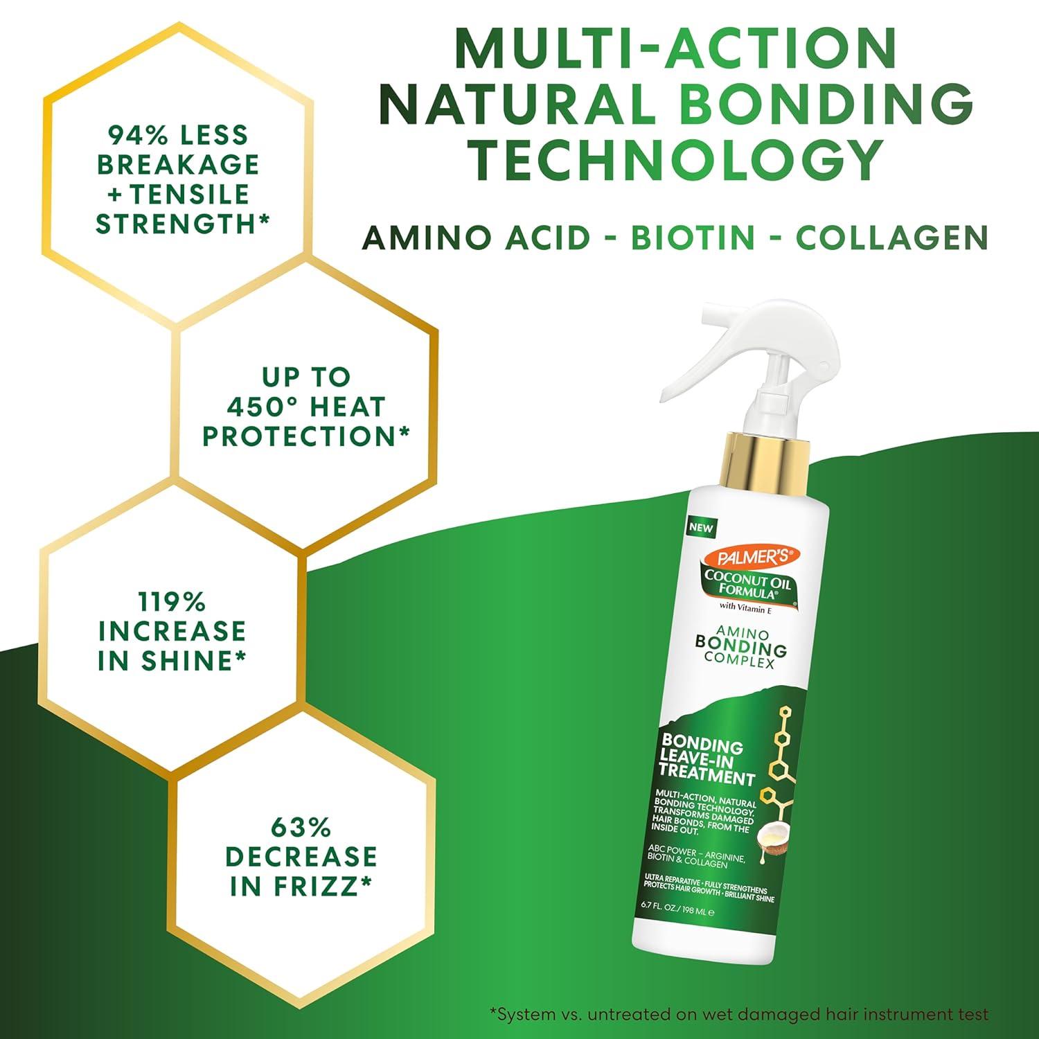 imagePalmers Amino Bonding Complex Hair Treatment LeaveIn Conditioner Spray with Coconut Oil amp Vitamin E Heat Protectant Anti Frizz Strengthens amp Protects Hair Growth All Hair Types 67 fl oz
