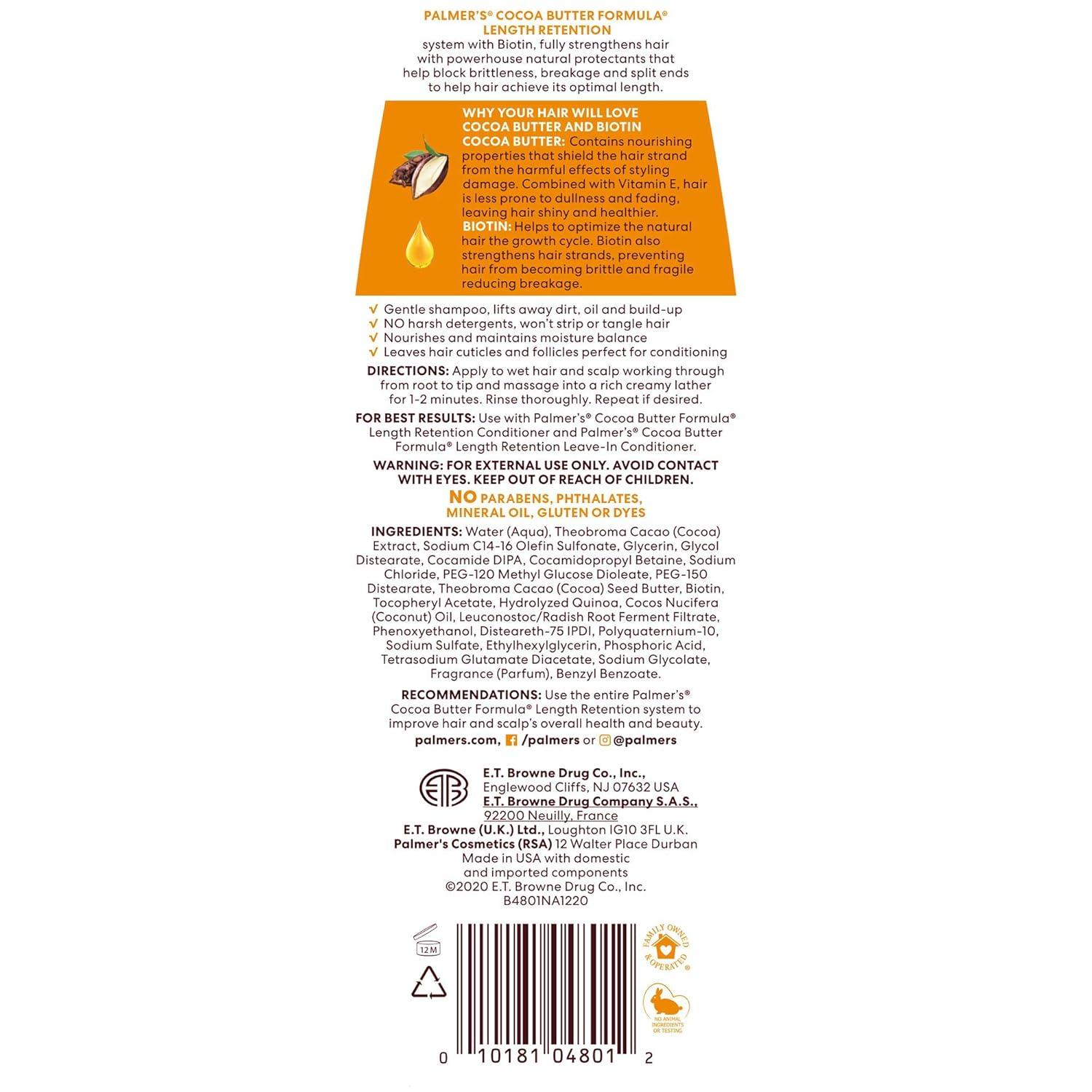 imagePalmers Cocoa Butter Formula Biotin Length Retention Shampoo 135 Fl Oz135 Fl Oz Pack of 1
