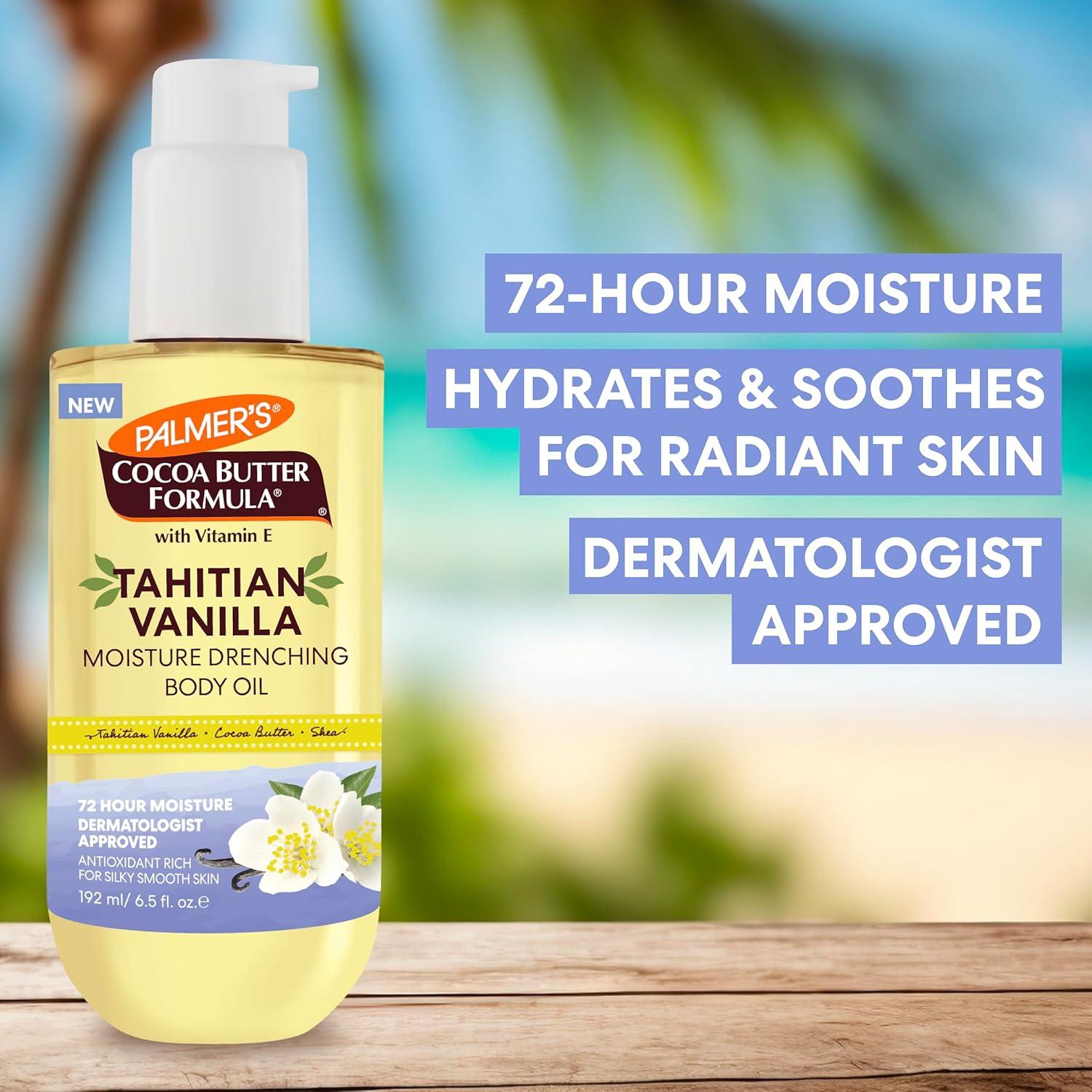 imagePalmers Cocoa Butter Formula Body Oil Moisture Drenching Tahitian Vanilla 65 Oz 72Hr Hydration with Shea Butter amp Vitamin E for Softer Skin Protects amp Soothes Dryness Dermatologist Approved