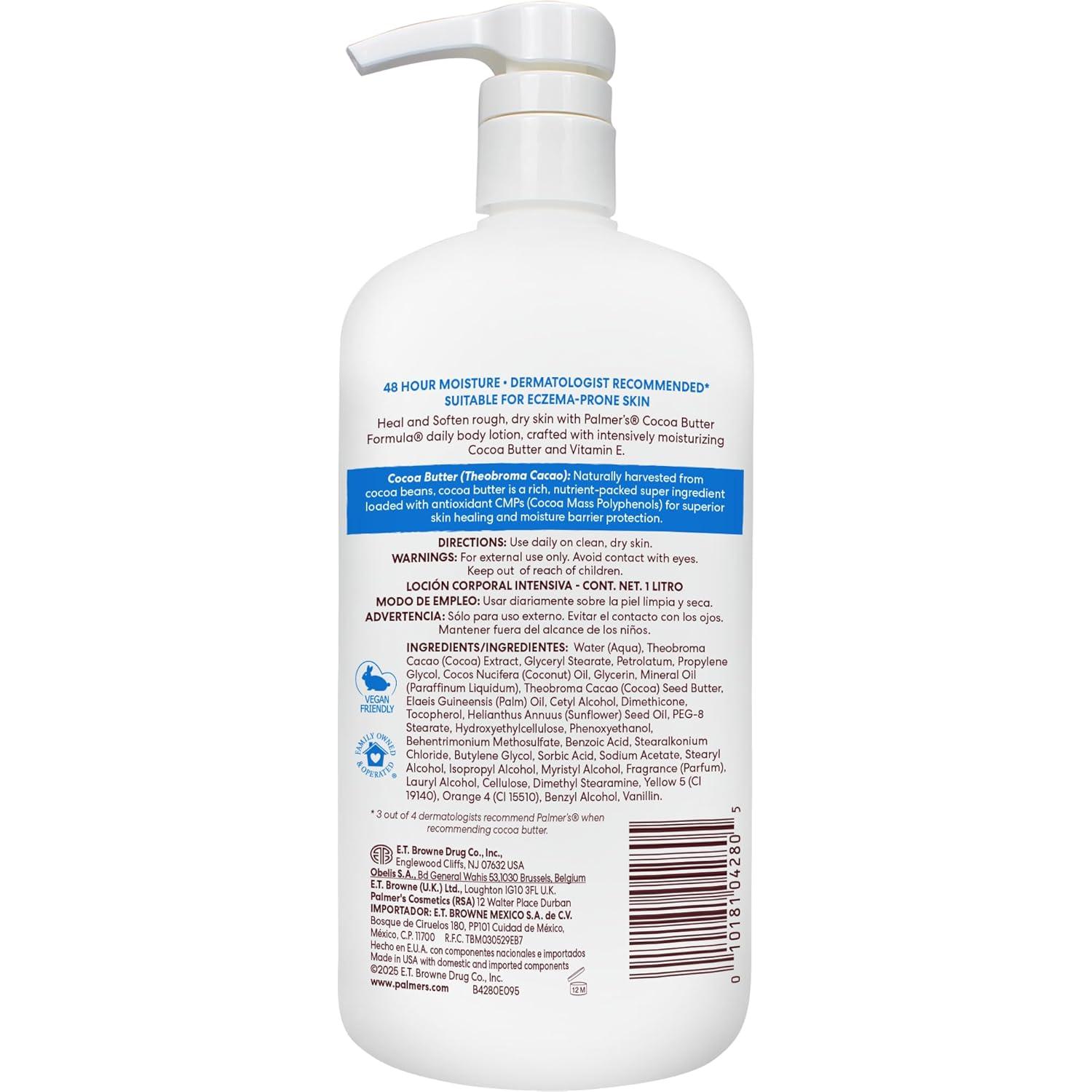 imagePalmers Cocoa Butter Formula Daily Skin Therapy Body Lotion 338 Oz Pump Bottle Intensive Moisturizer for Dry and EczemaProne Skin Enriched with Vitamin E Helps Provide 48Hour Deep Hydration338 Fl Oz Pack of 1