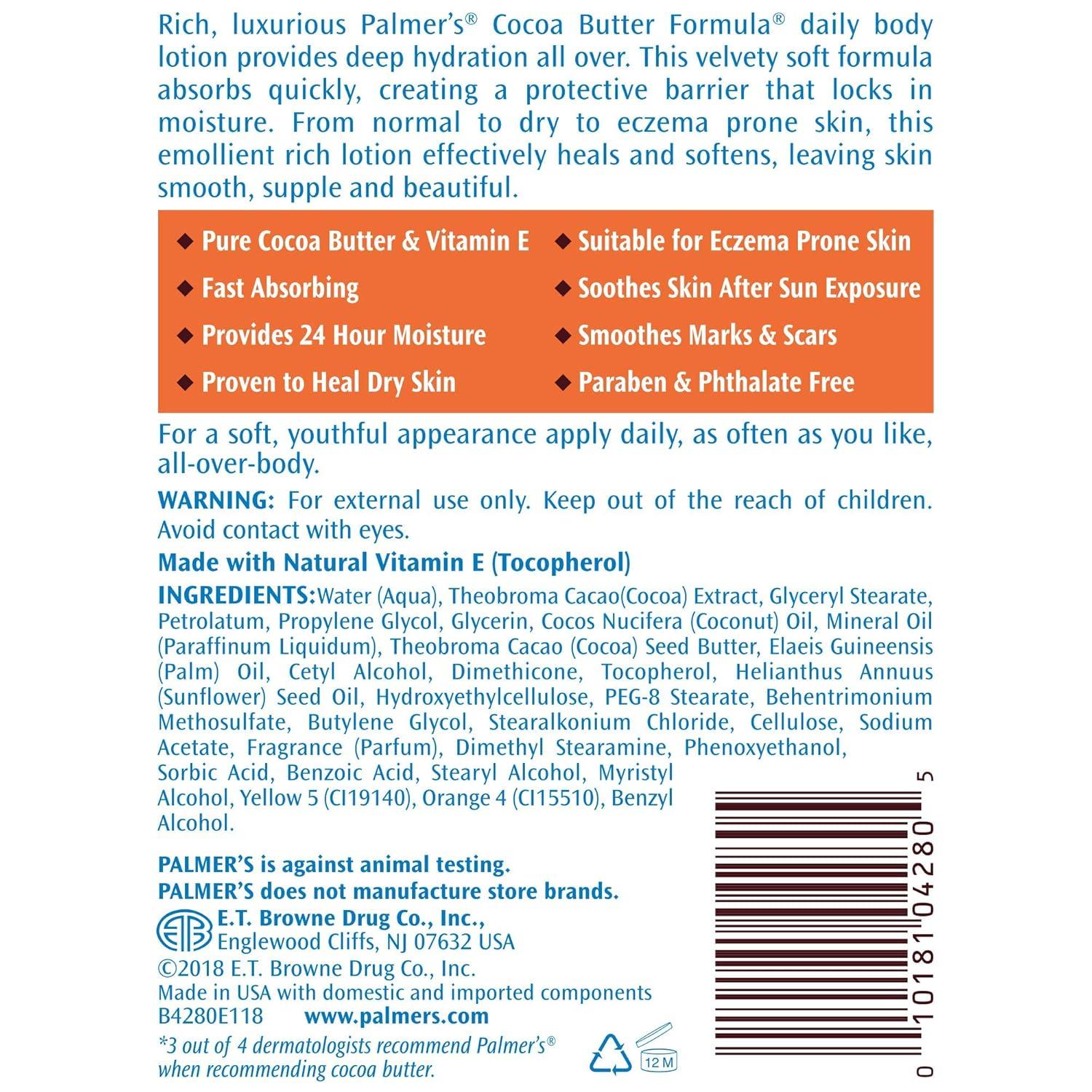 imagePalmers Cocoa Butter Formula Daily Skin Therapy Body Lotion Pump Bottle 338 Ounces Pack of 2676 Fl Oz Pack of 1