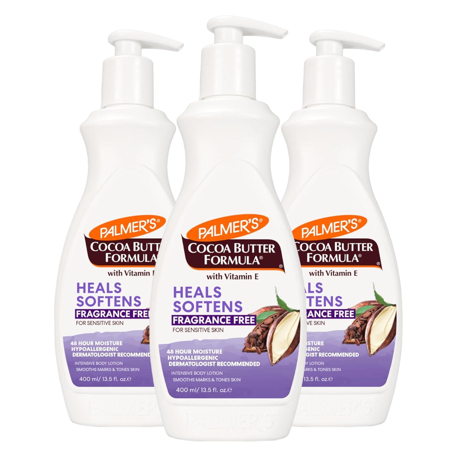imagePalmers Cocoa Butter Formula Daily Skin Therapy Fragrance Free Lotion for Dry Skin Unscented Body Lotion Pump Bottle 135 Fl Oz Pack of 3Fragrance Free