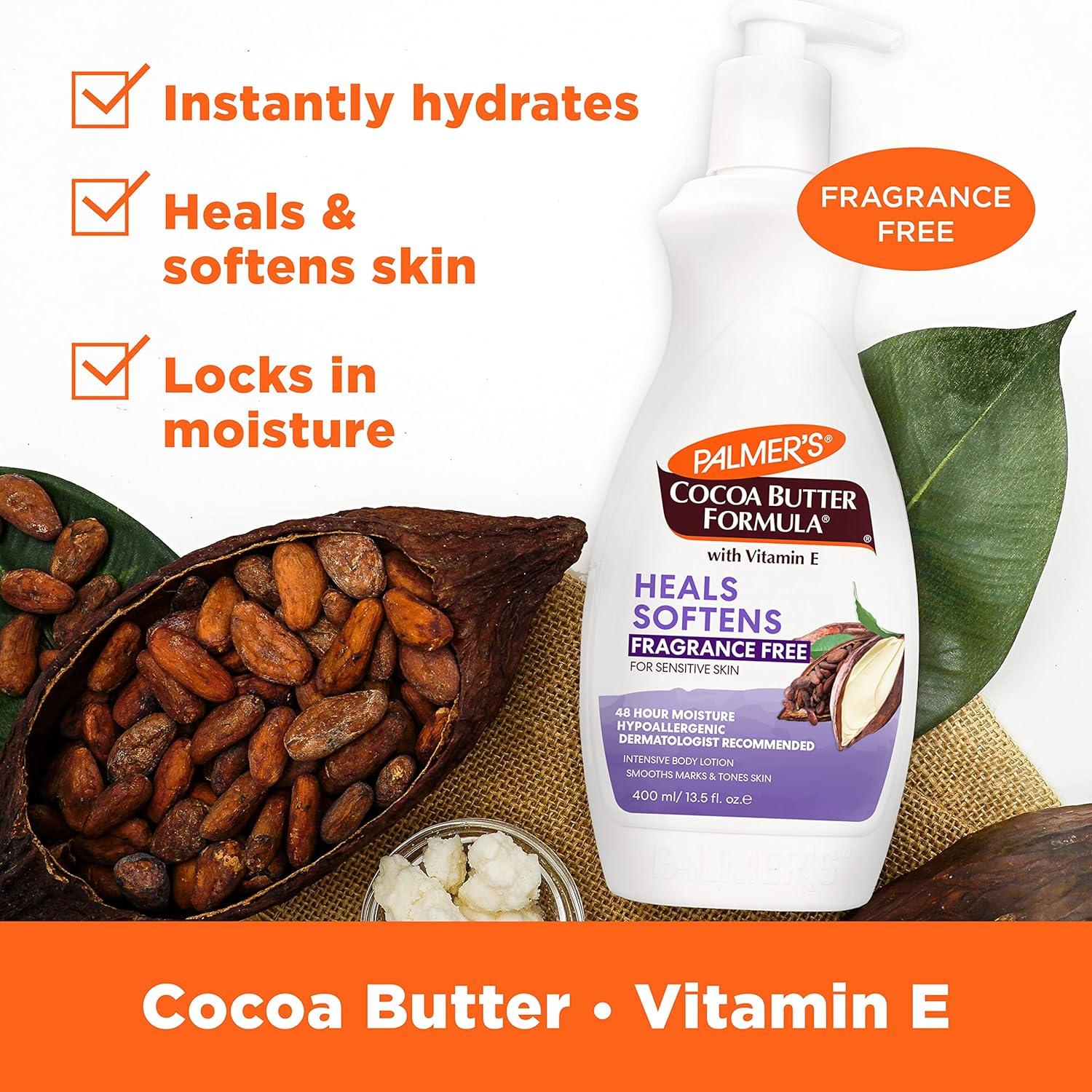 imagePalmers Cocoa Butter Formula Daily Skin Therapy Fragrance Free Lotion for Dry Skin Unscented Body Lotion Pump Bottle 135 Fl Oz Pack of 3Fragrance Free