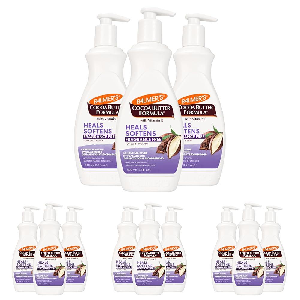 imagePalmers Cocoa Butter Formula Daily Skin Therapy Fragrance Free Lotion for Dry Skin Unscented Body Lotion Pump Bottle 135 Fl Oz Pack of 3Fragrance Free