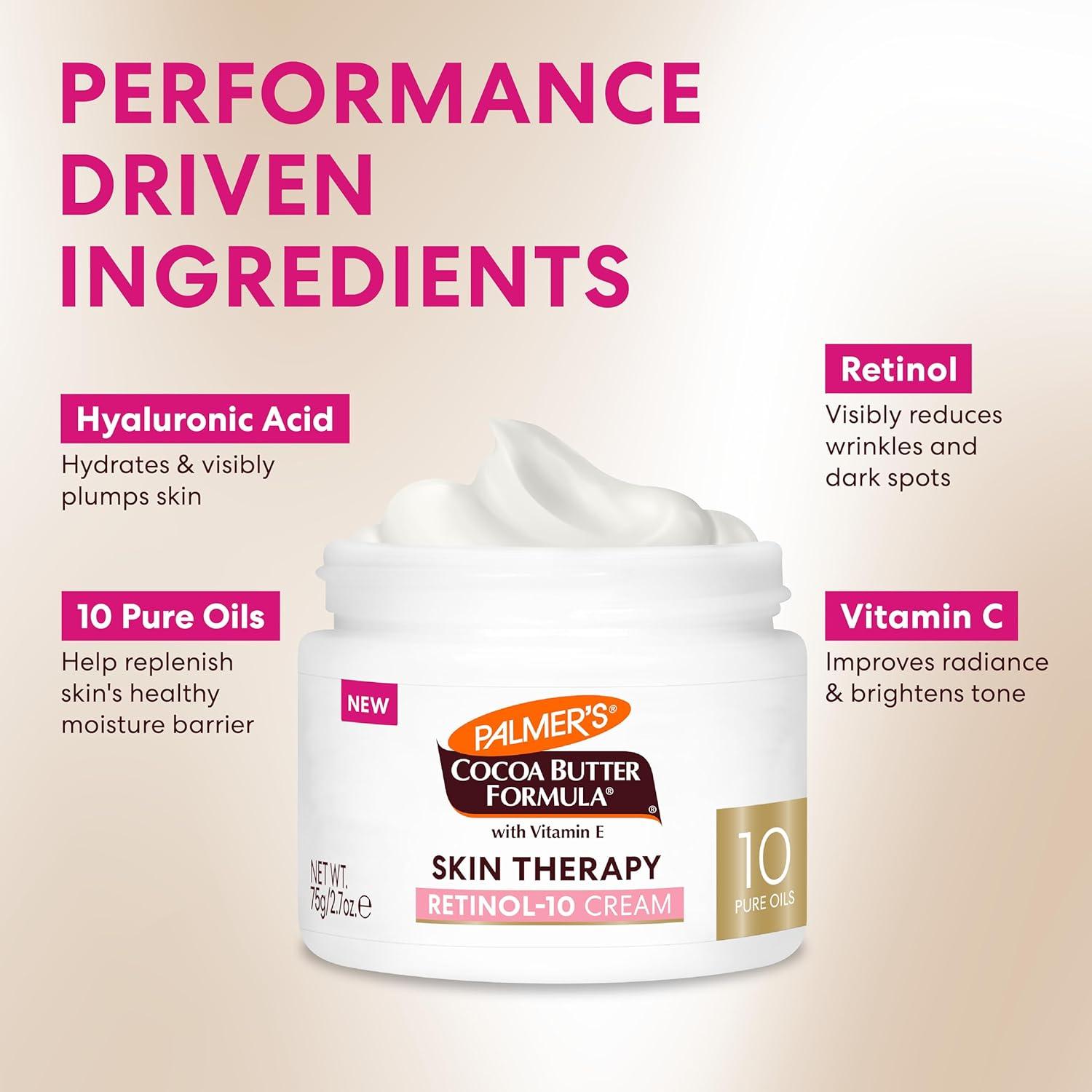 imagePalmers Cocoa Butter Formula Face Cream Skin Therapy Retinol10 Moisturizer 27 Oz Vitamin E amp Hyaluronic Acid Helps Reduce Fine Lines amp Uneven Skin Tone 48Hr Moisture Dermatologist Approved