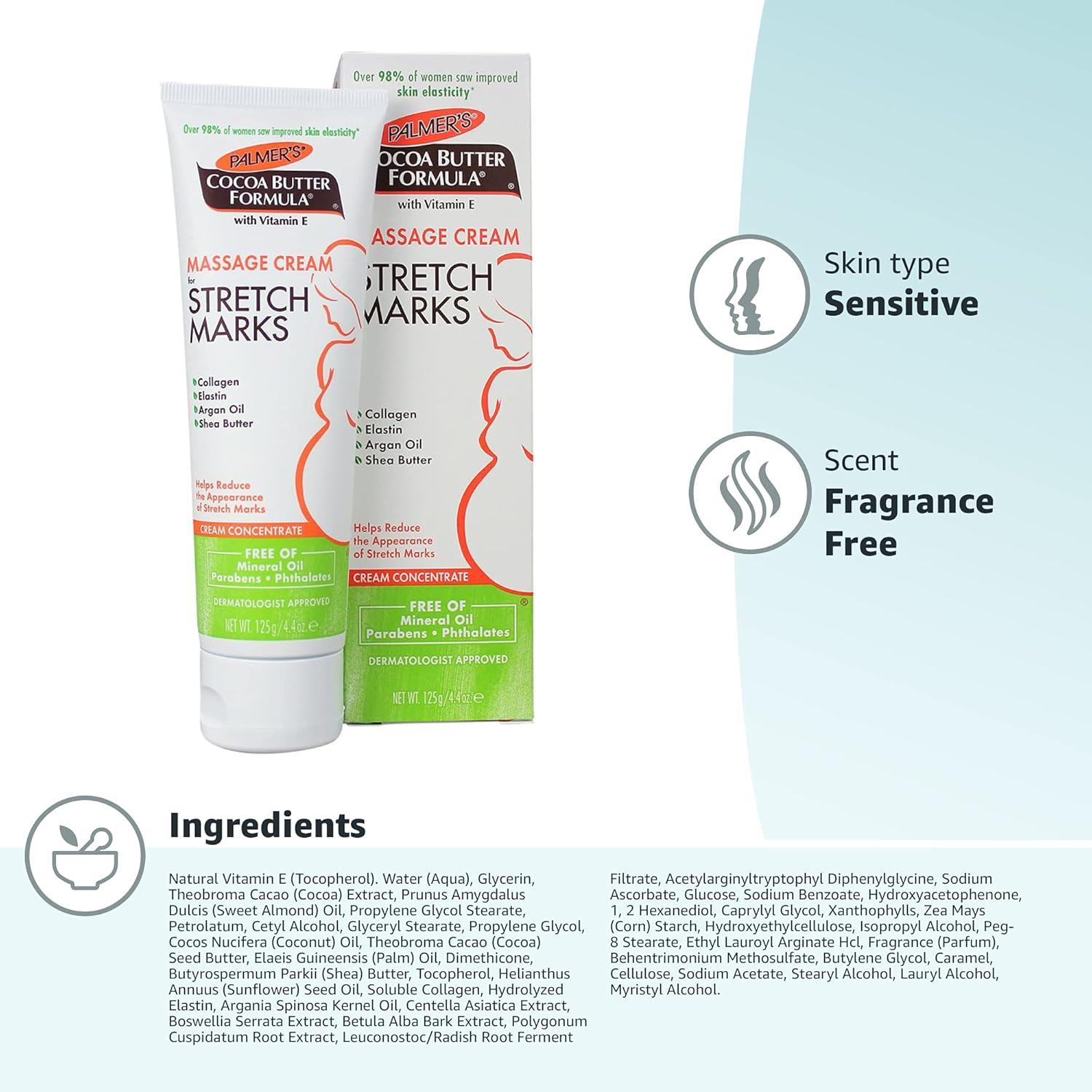 imagePalmers Cocoa Butter Formula Massage Cream for Stretch Marks and Pregnancy Skin Care 44 Ounces Pack of 244 Ounce Pack of 2