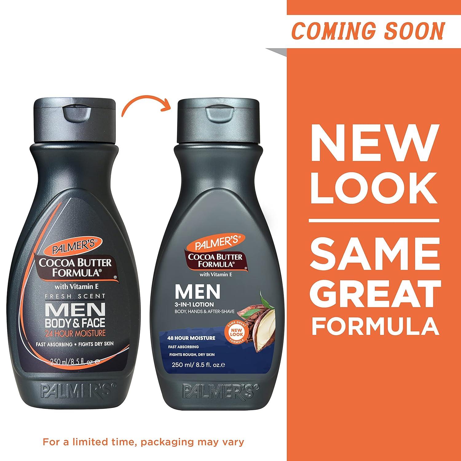 imagePalmers Cocoa Butter Formula Mens 3in1 Fast Absorbing Face amp Body Lotion 85 oz85 Fl Oz Pack of 2