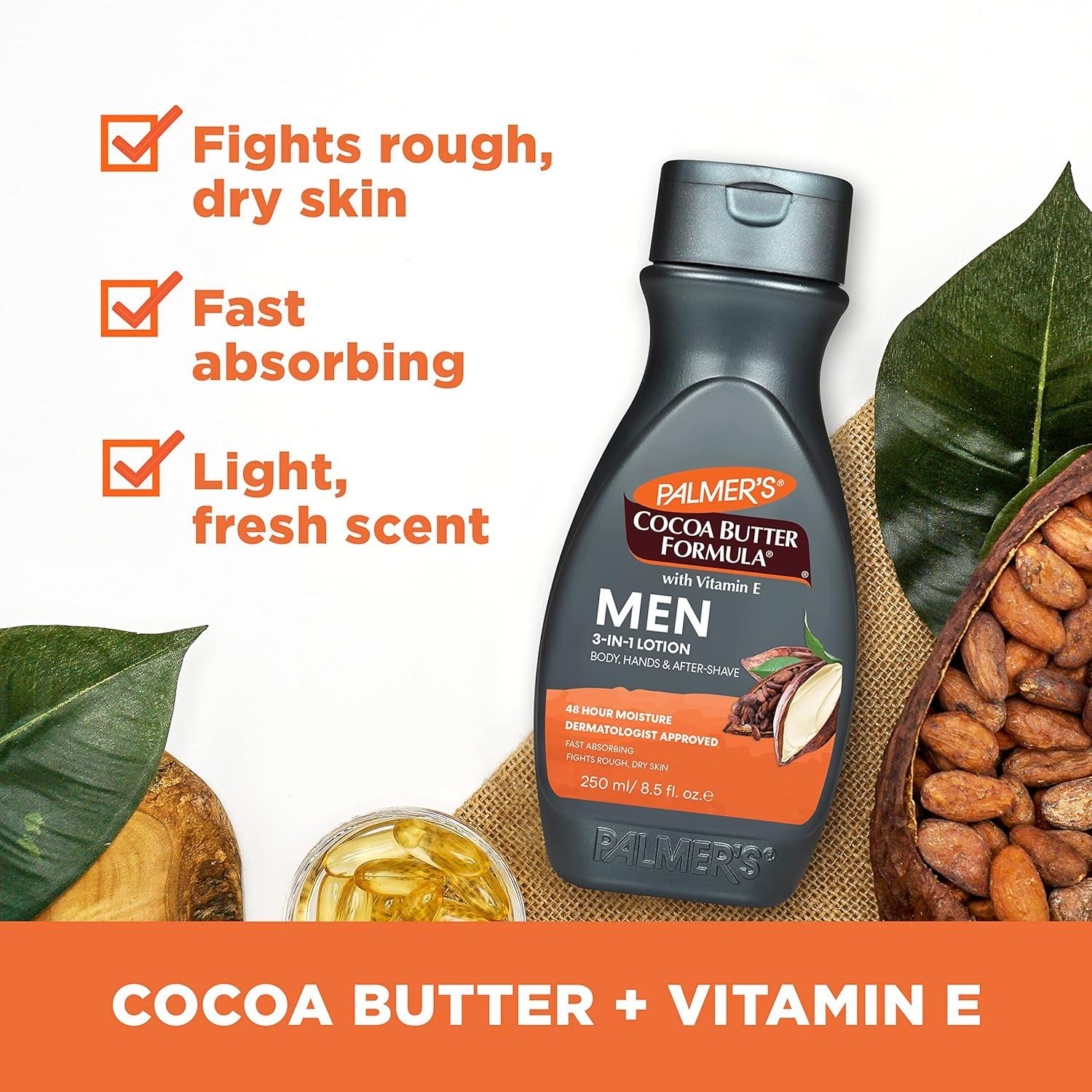 imagePalmers Cocoa Butter Formula Mens 3in1 Fast Absorbing Face amp Body Lotion 85 oz85 Fl Oz Pack of 2