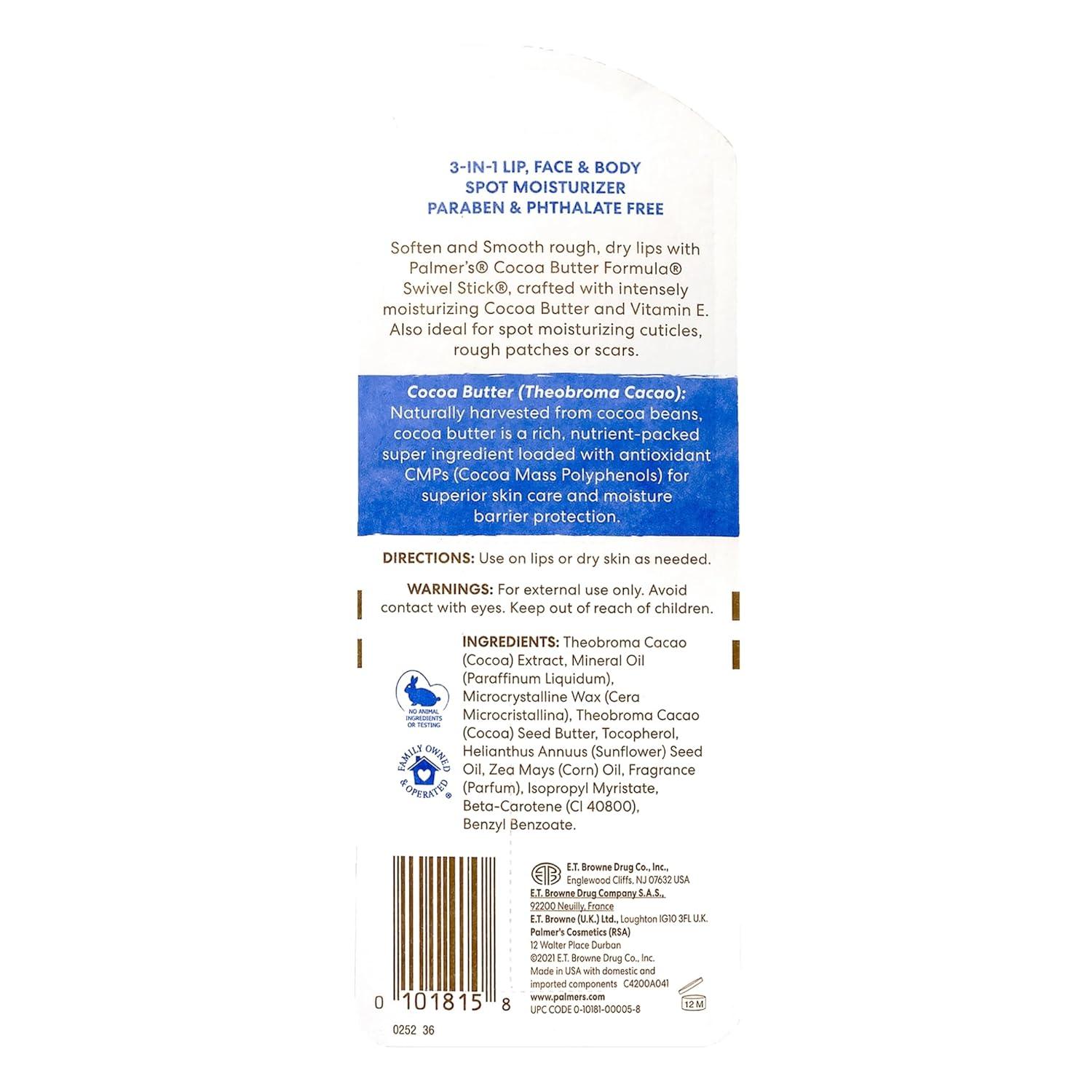 imagePalmers Cocoa Butter Formula Moisturizing Swivel Stick with Vitamin E Lip Balm for Beach Bag Face amp Body Moisturizer Stick Ideal for Treating Dry Skin Patches 1 CountB004KU9PN4