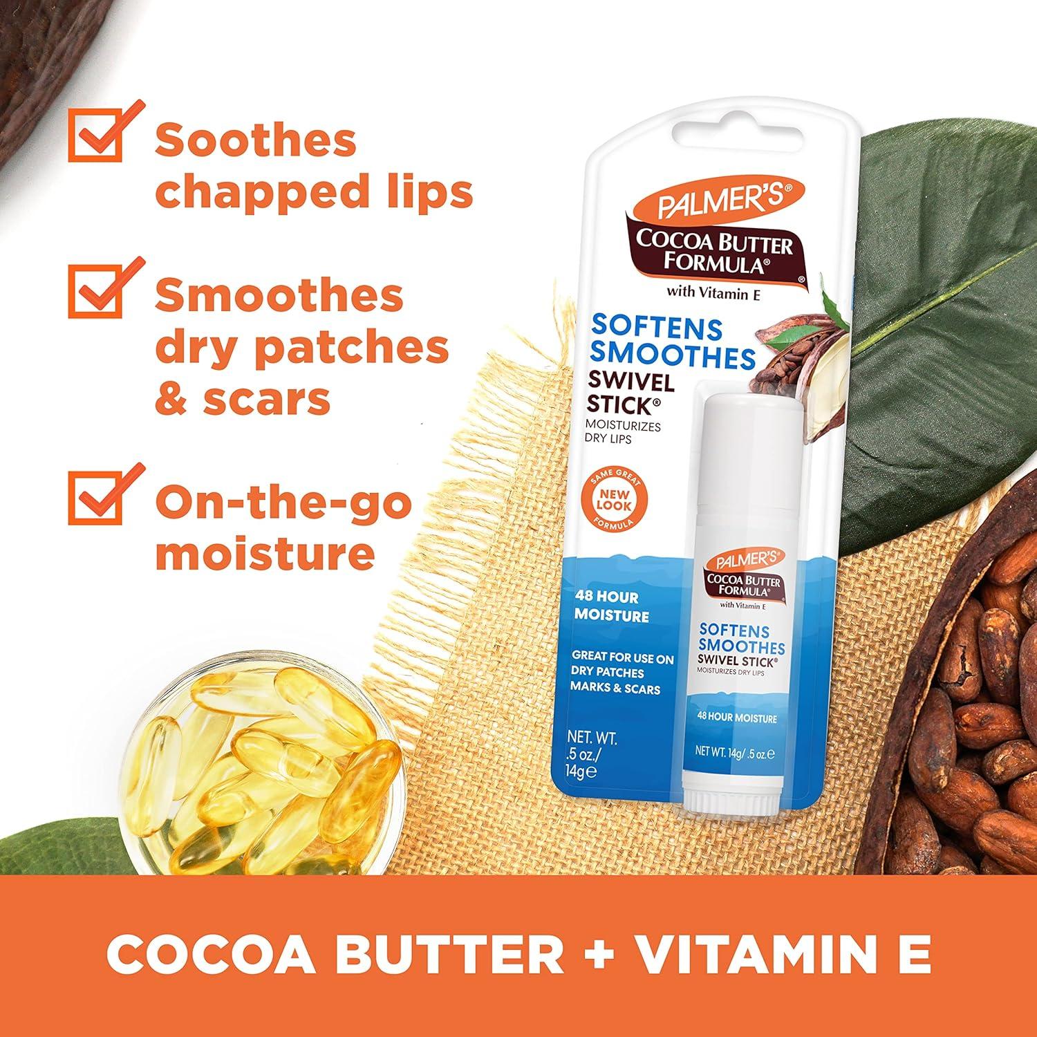 imagePalmers Cocoa Butter Formula Moisturizing Swivel Stick with Vitamin E Lip Balm for Beach Bag Face amp Body Moisturizer Stick Ideal for Treating Dry Skin Patches 1 CountB004KU9PN4