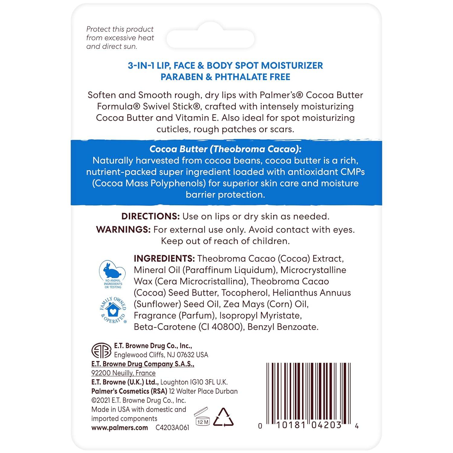 imagePalmers Cocoa Butter Formula Moisturizing Swivel Stick with Vitamin E Lip Balm for Valentines Day Face amp Body Moisturizer Stick Ideal for Treating Dry Skin Patches Pack of 3