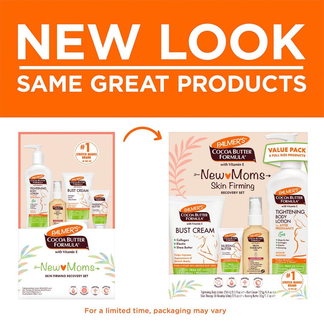 imagePalmers Cocoa Butter Formula New Moms Skin Recovery Postpartum Essentials Body Lotion 85 oz Nursing Butter 11 oz Bust Cream 44 oz Skin Therapy Oil 2 oz Dermatologist Approved