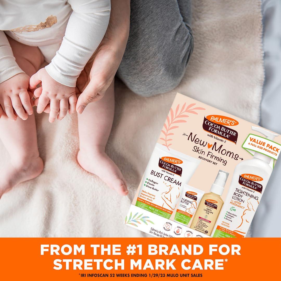 imagePalmers Cocoa Butter Formula New Moms Skin Recovery Postpartum Essentials Body Lotion 85 oz Nursing Butter 11 oz Bust Cream 44 oz Skin Therapy Oil 2 oz Dermatologist Approved