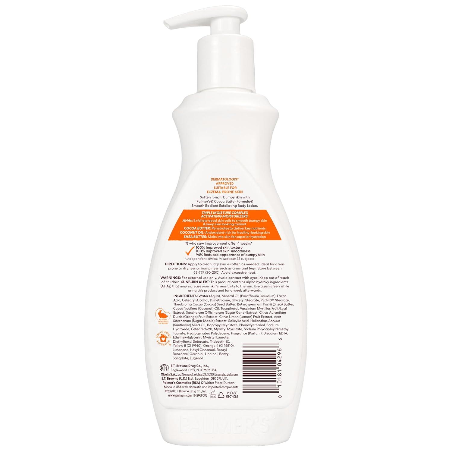 imagePalmers Cocoa Butter Formula Retexture amp Renew Exfoliating Body Lotion for Rough amp Bumpy Skin Triple Action Moisturizers AHAs Pump Bottle 135 Ounce135 Fl Oz Pack of 2