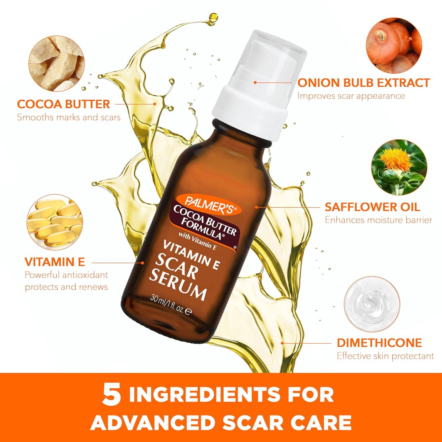 imagePalmers Cocoa Butter Formula Scar Serum Skin Brightening Oil for Face amp Body Concentrated Serum with Vitamin E Fragrance Free 1 Fl Oz