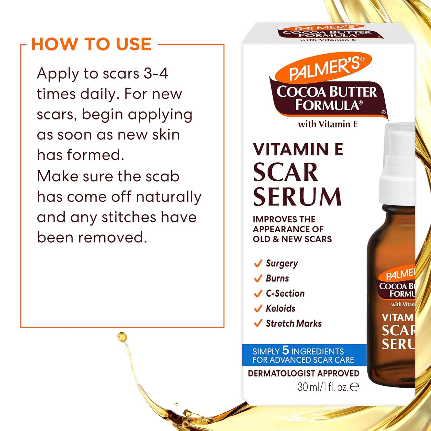 imagePalmers Cocoa Butter Formula Scar Serum Skin Brightening Oil for Face amp Body Concentrated Serum with Vitamin E Fragrance Free 1 Fl Oz