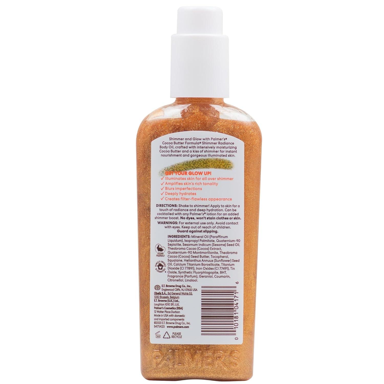 imagePalmers Cocoa Butter Formula Shimmer Body Oil with Vitamin E 51 Fl Oz Radiance Body Oil for Glowing Skin Enhances Dark Tones amp Tans Hydrating51 Fl Oz Pack of 12