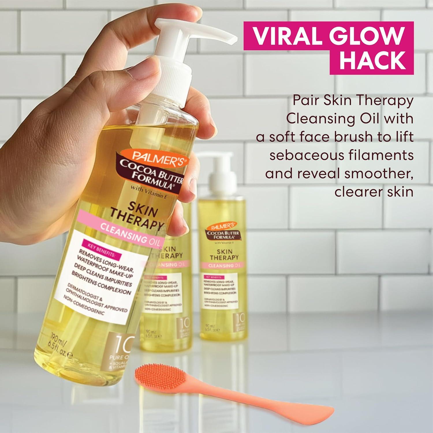 imagePalmers Cocoa Butter Formula Skin Therapy Cleansing Oil Gentle Makeup Remover with Rosehip Oil and Vitamin C 65 Ounce65 Fl Oz Pack of 2