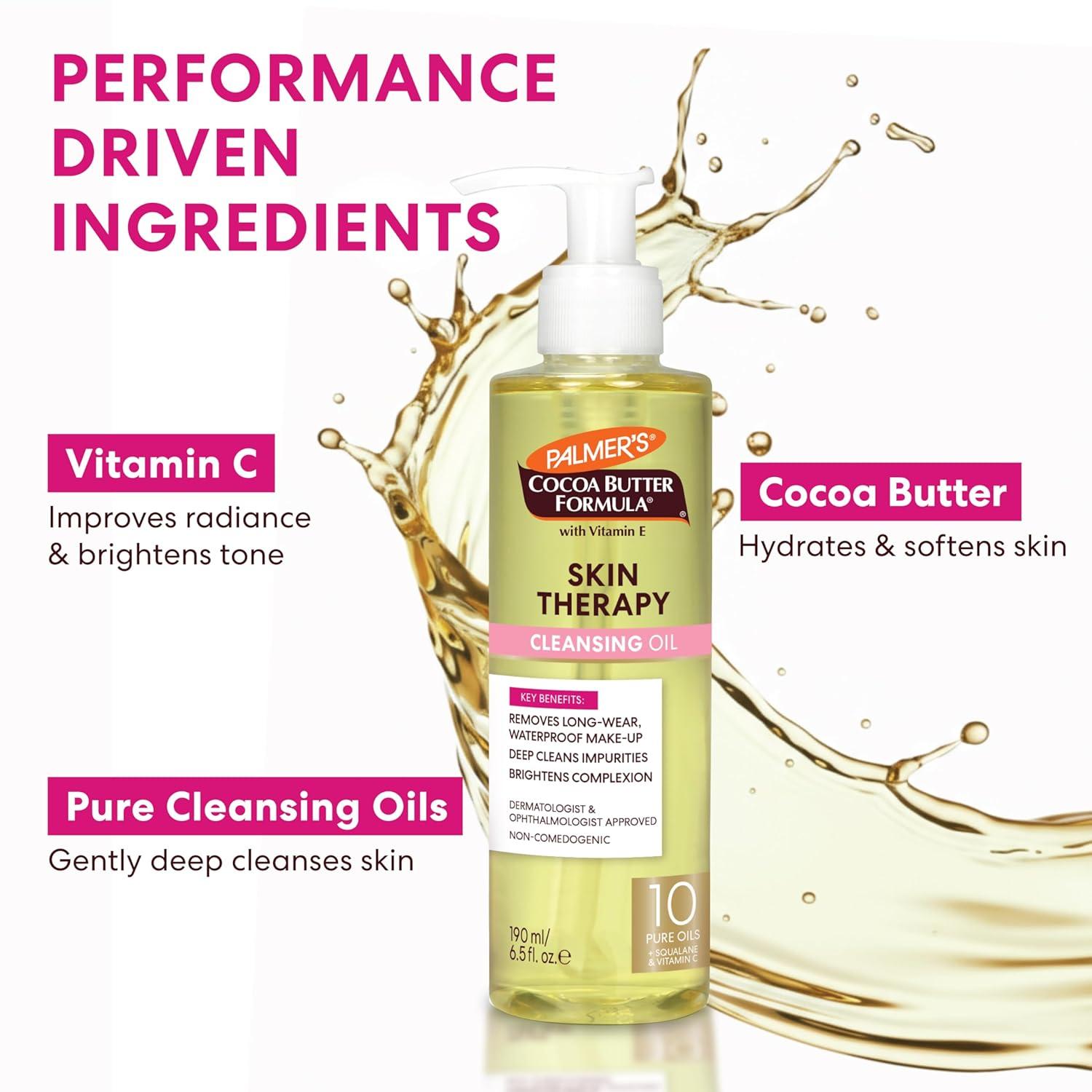 imagePalmers Cocoa Butter Formula Skin Therapy Cleansing Oil Gentle Makeup Remover with Rosehip Oil and Vitamin C 65 Ounce65 Fl Oz Pack of 2