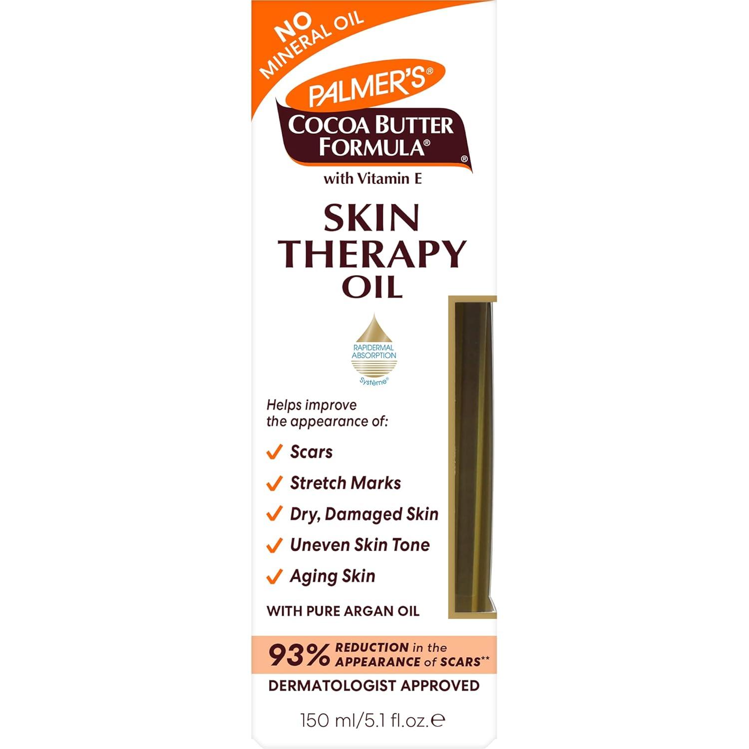 imagePalmers Cocoa Butter Formula Skin Therapy Moisturizing Body Oil with Vitamin E amp Pure Argan Oil Deep Body Moisturizer for Dry Damaged Skin Scars or Stretch Marks 51 Fl Oz Pack of 3