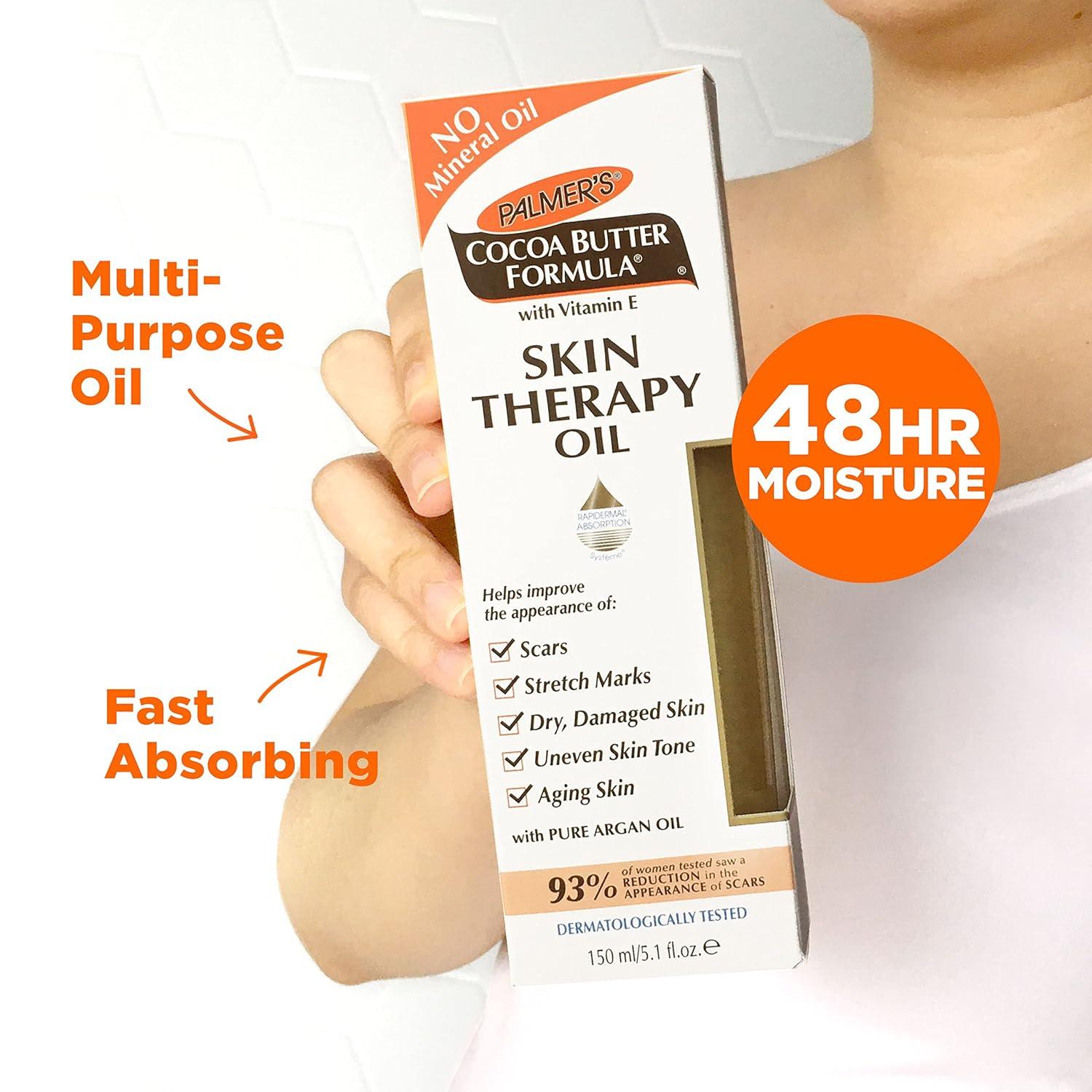 imagePalmers Cocoa Butter Formula Skin Therapy Moisturizing Body Oil with Vitamin E amp Pure Argan Oil Deep Body Moisturizer for Dry Damaged Skin Scars or Stretch Marks 51 Fl Oz Pack of 3
