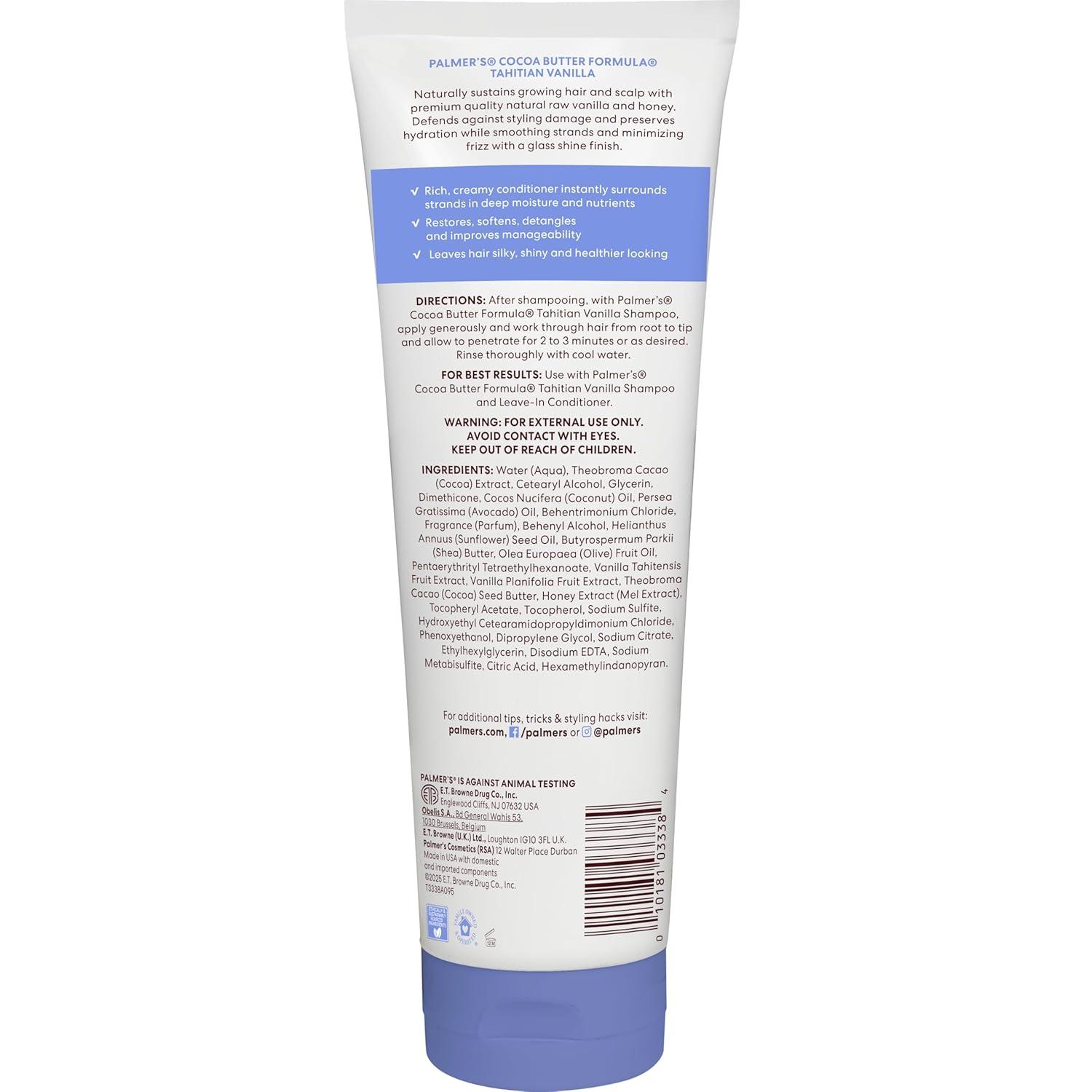 imagePalmers Cocoa Butter Formula Tahitian Vanilla Hair Conditioner 106 Fl Oz Hydrating amp Moisturizing Detangler with Vitamin E amp Acacia Honey for Shine Smoothness amp Frizz Control All Hair Types