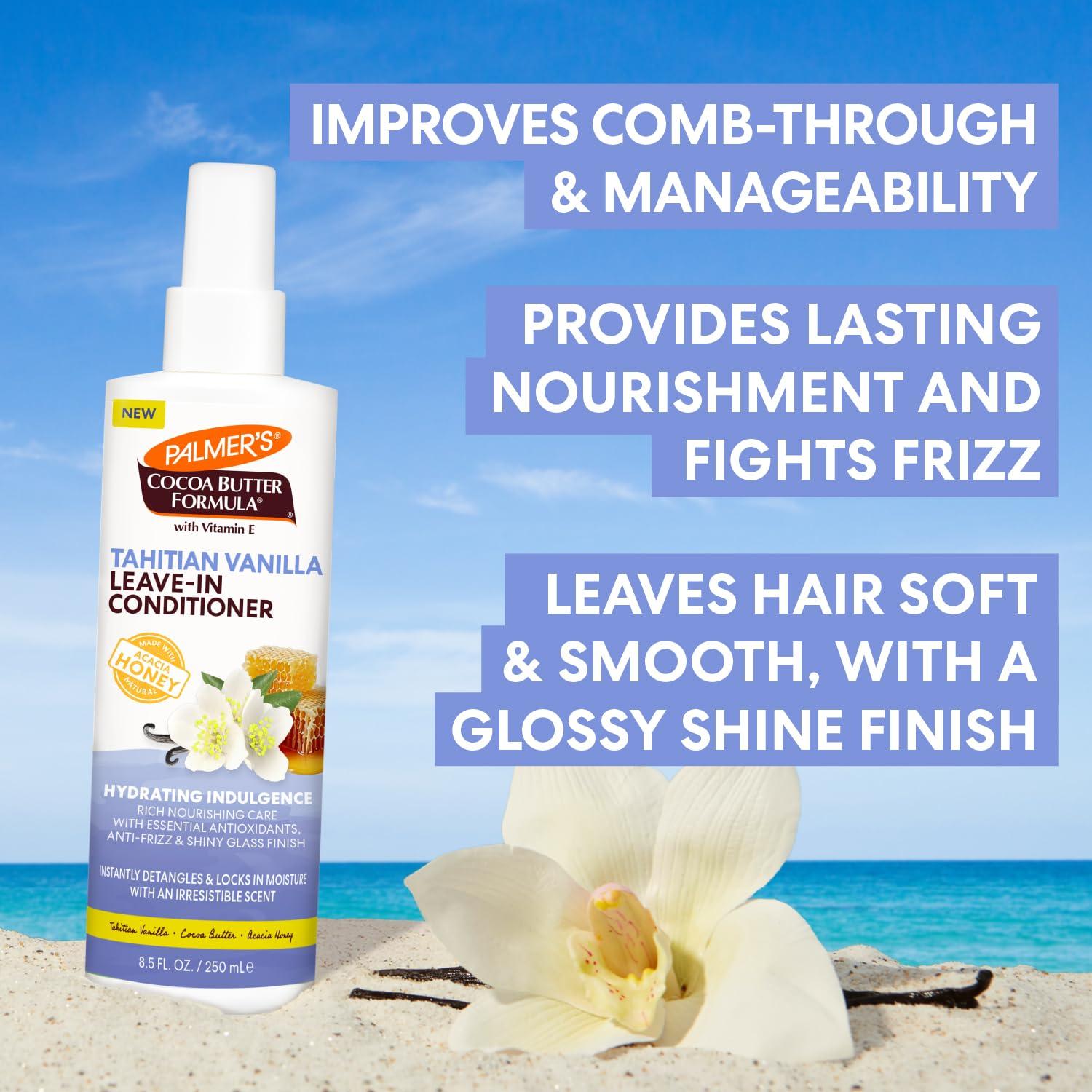 imagePalmers Cocoa Butter Formula Tahitian Vanilla Leave In Conditioner Spray 85 Fl Oz Hydrating Hair Detangler with Acacia Honey amp Vitamin E Heat Protectant Frizz Control amp LongLasting Moisture