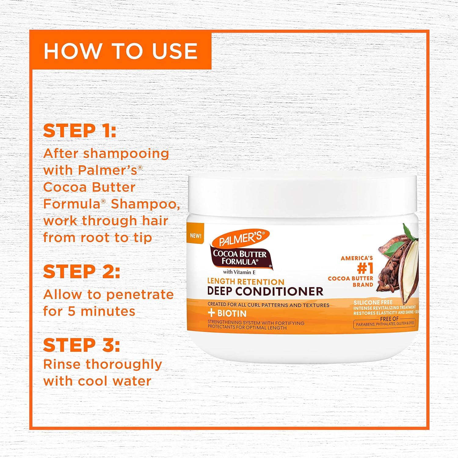imagePalmers Cocoa Butter amp Biotin Length Retention Deep Conditioner Strengthen Nourish and Restore Elasticity and Shine Suitable for All Curly Hair Patterns 85 Ounce