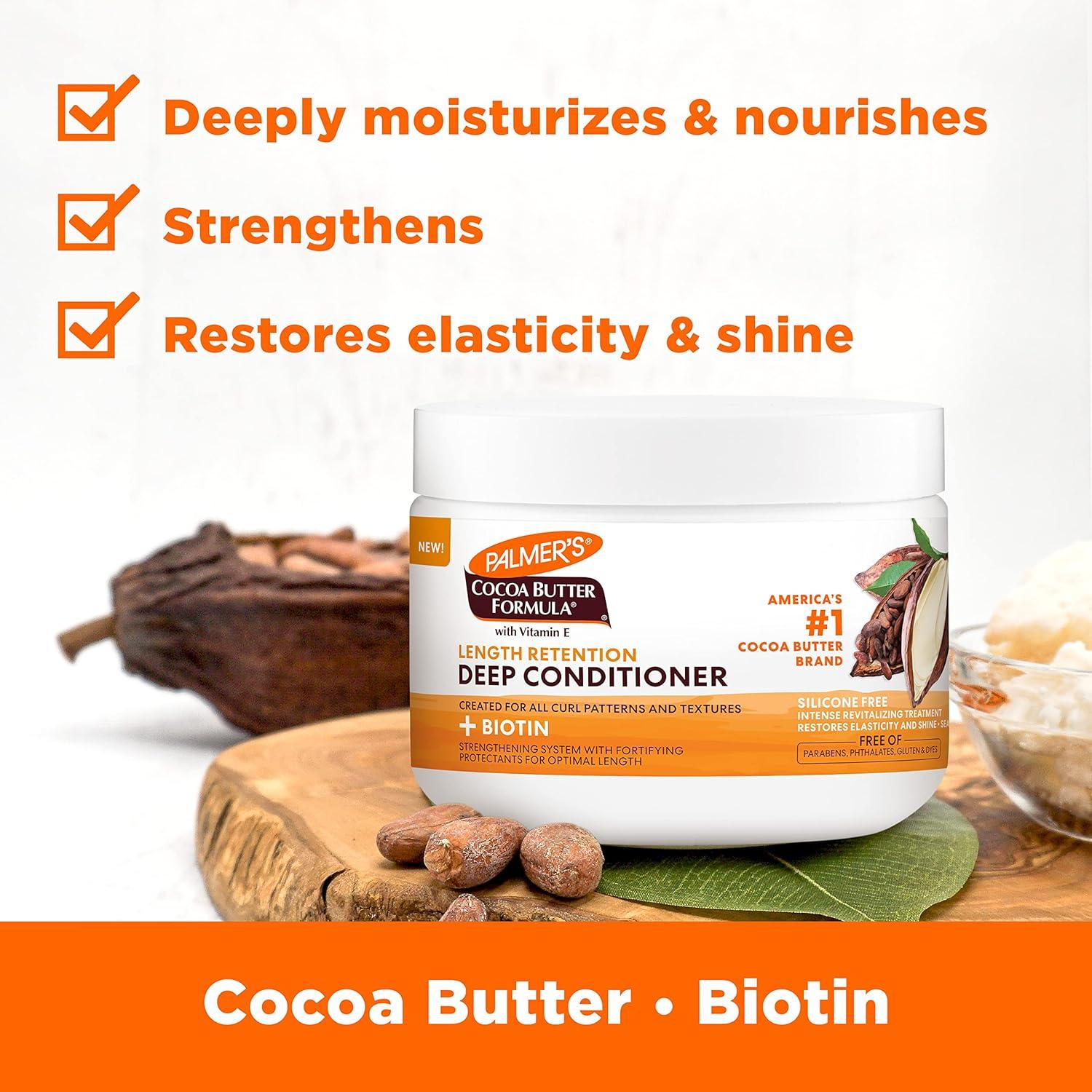 imagePalmers Cocoa Butter amp Biotin Length Retention Deep Conditioner Strengthen Nourish and Restore Elasticity and Shine Suitable for All Curly Hair Patterns 85 Ounce