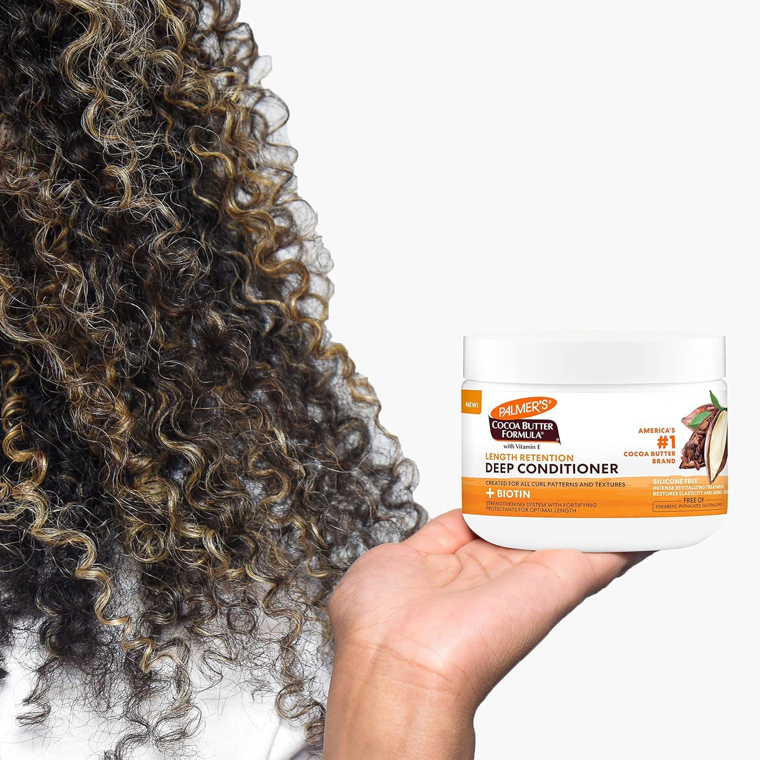 imagePalmers Cocoa Butter amp Biotin Length Retention Deep Conditioner Strengthen Nourish and Restore Elasticity and Shine Suitable for All Curly Hair Patterns 85 Ounce