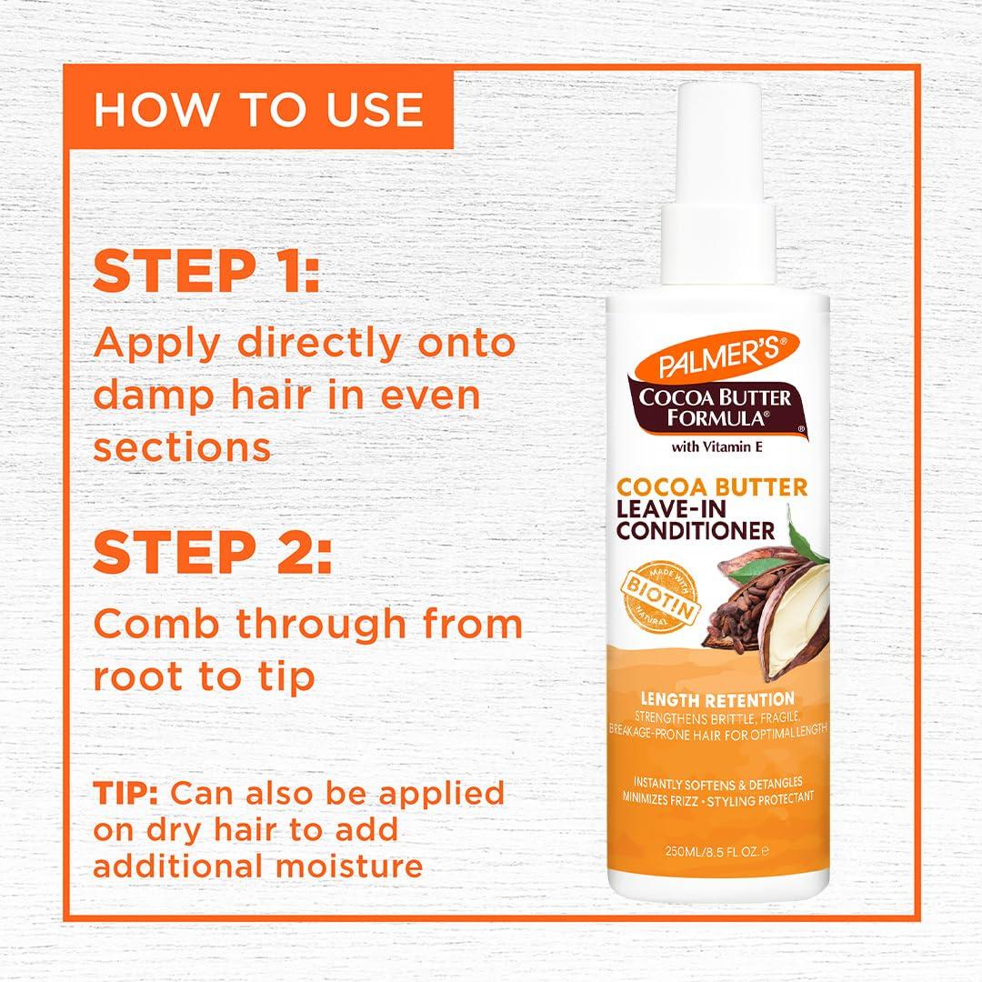 imagePalmers Cocoa Butter amp Biotin Length Retention LeaveIn Conditioner Strengthen Minimize Frizz and Detangle Hair Suitable for All Curly Hair Patterns 85 Ounce85 Fl Oz