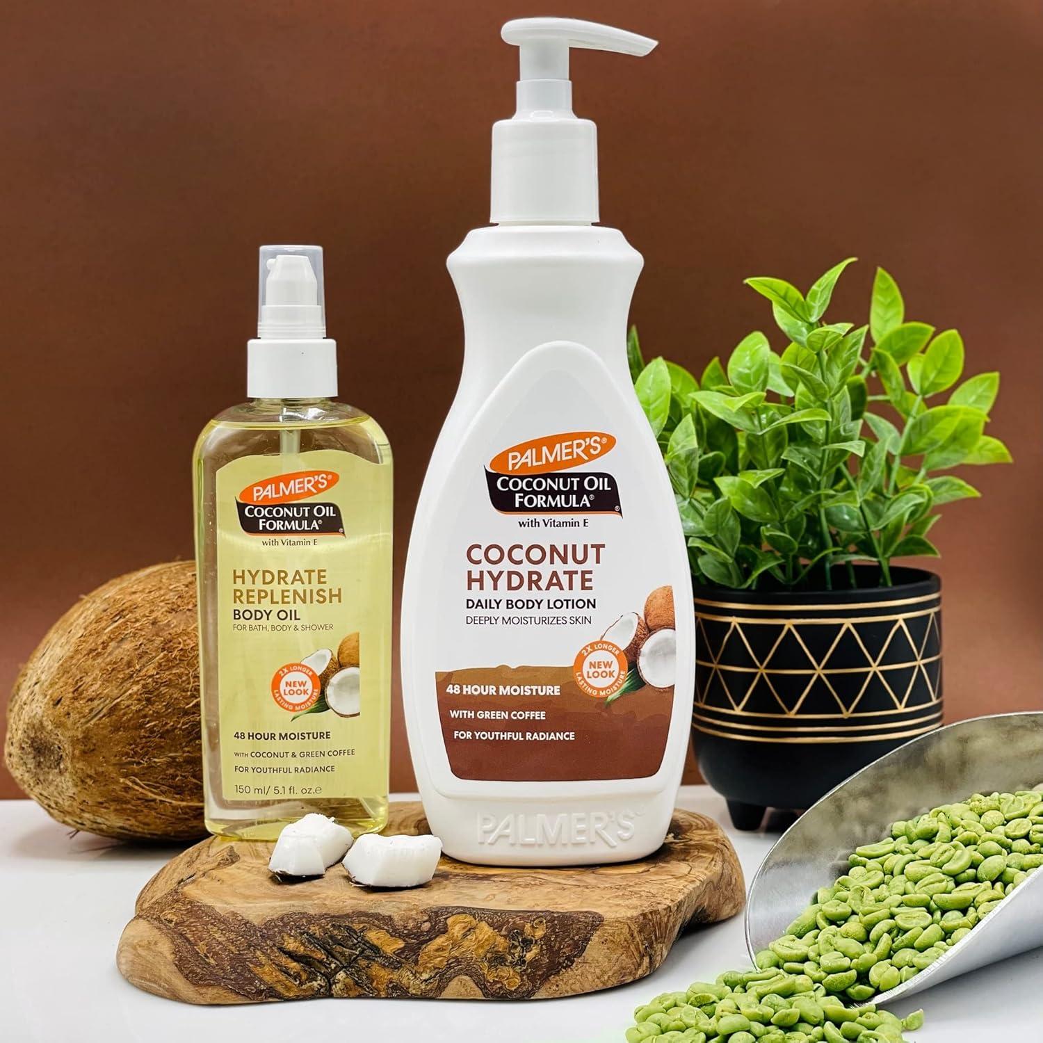 imagePalmers Coconut Oil Body Oil Body Lotion Value Skin Care Bundle for Dry Skin Provides 48 Hour Moisture to Dry Rough Skin Includes 1 Moisturizing Lotion 135 fl oz and 1 Skin Oil 51 fl oz