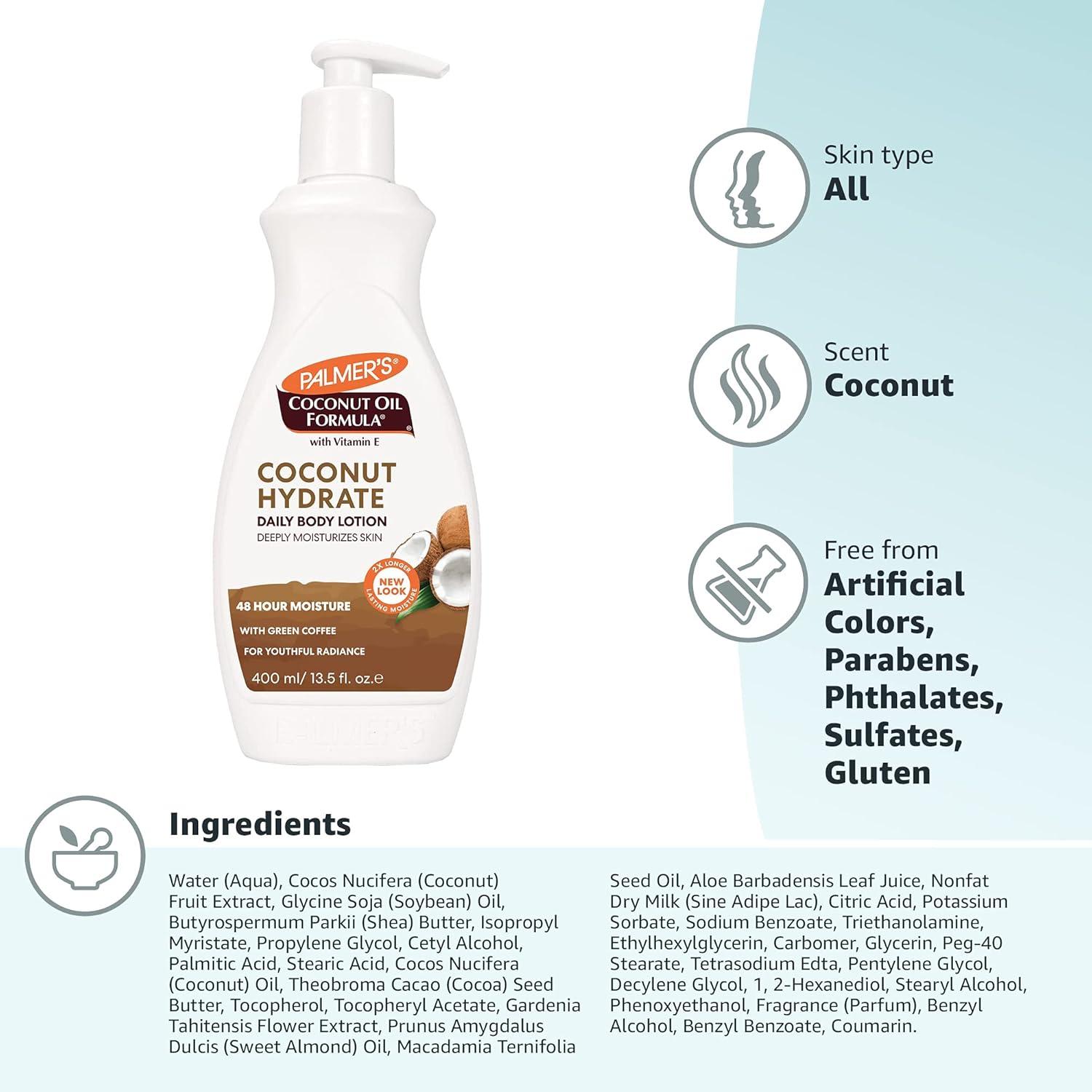 imagePalmers Coconut Oil Formula Body Lotion for Dry Skin Hand amp Body Moisturizer with Green Coffee Extract amp Vitamin E Pump Bottle 135 Fl Oz Pack of 1135 Fl Oz Pack of 2