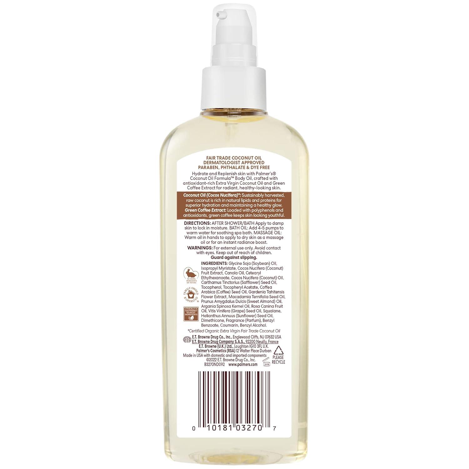 imagePalmers Coconut Oil Formula Body Oil Body Moisturizer with Green Coffee Extract Bath Oil for Dry Skin 85 Ounces Pour Cap51 Fl Oz Pack of 1