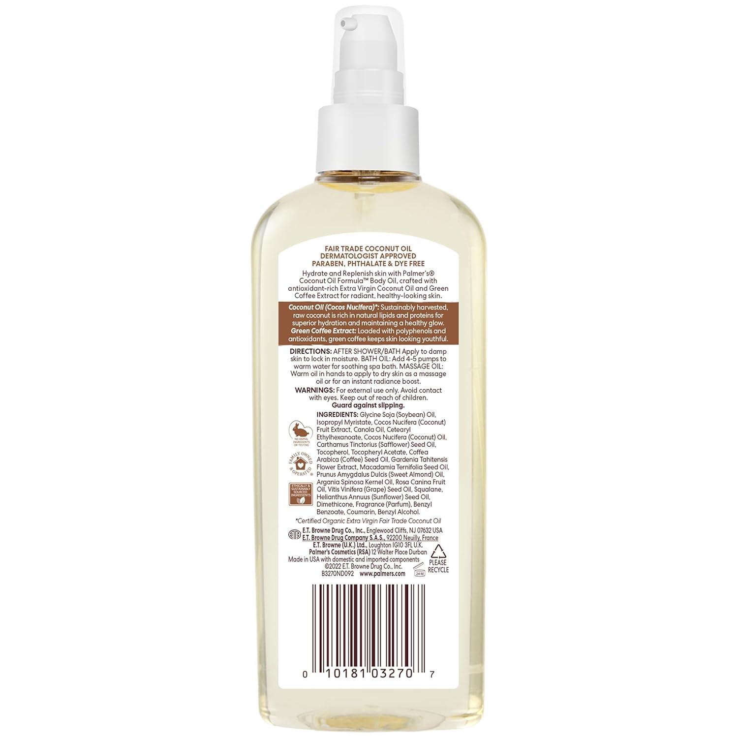 imagePalmers Coconut Oil Formula Body Oil Body Moisturizer with Green Coffee Extract Bath Oil for Dry Skin 85 Ounces Pour Cap51 Fl Oz Pack of 1