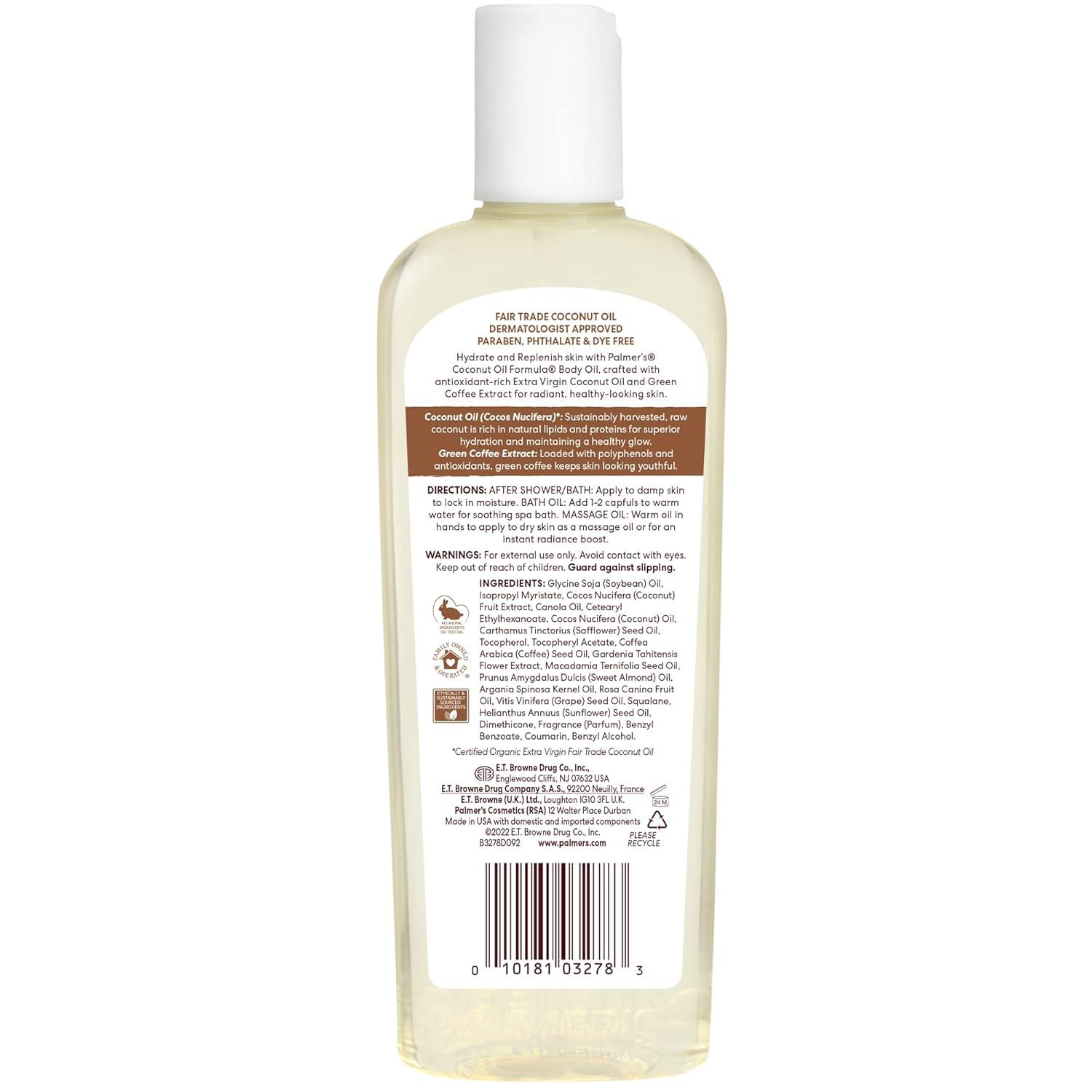imagePalmers Coconut Oil Formula Body Oil Body Moisturizer with Green Coffee Extract Bath Oil for Dry Skin 85 Ounces Pour Cap85 Fl Oz Pack of 1