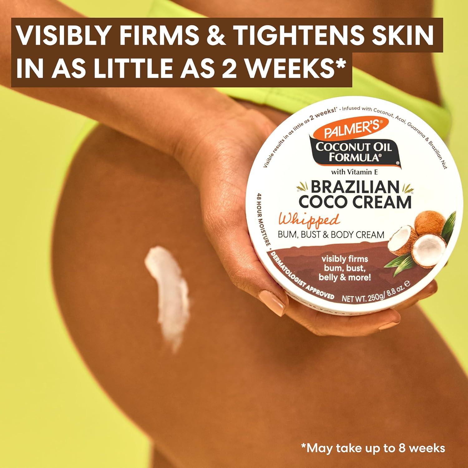 imagePalmers Coconut Oil Formula Brazilian Coco Cream with Vitamin E 88 Fl Oz Whipped Bum Bust amp Body Cream Helps with Skin Tightening amp Firming88 Ounce Pack of 1