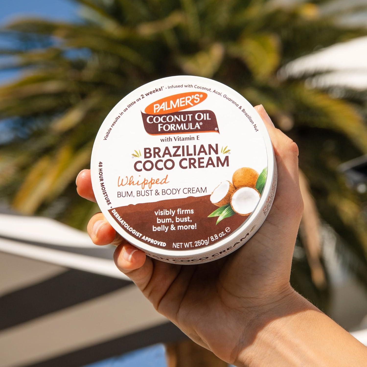 imagePalmers Coconut Oil Formula Brazilian Coco Cream with Vitamin E 88 Fl Oz Whipped Bum Bust amp Body Cream Helps with Skin Tightening amp Firming88 Ounce Pack of 12