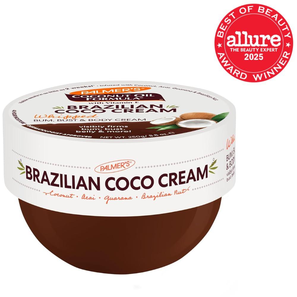 imagePalmers Coconut Oil Formula Brazilian Coco Cream with Vitamin E 88 Fl Oz Whipped Bum Bust amp Body Cream Helps with Skin Tightening amp Firming88 Ounce Pack of 12
