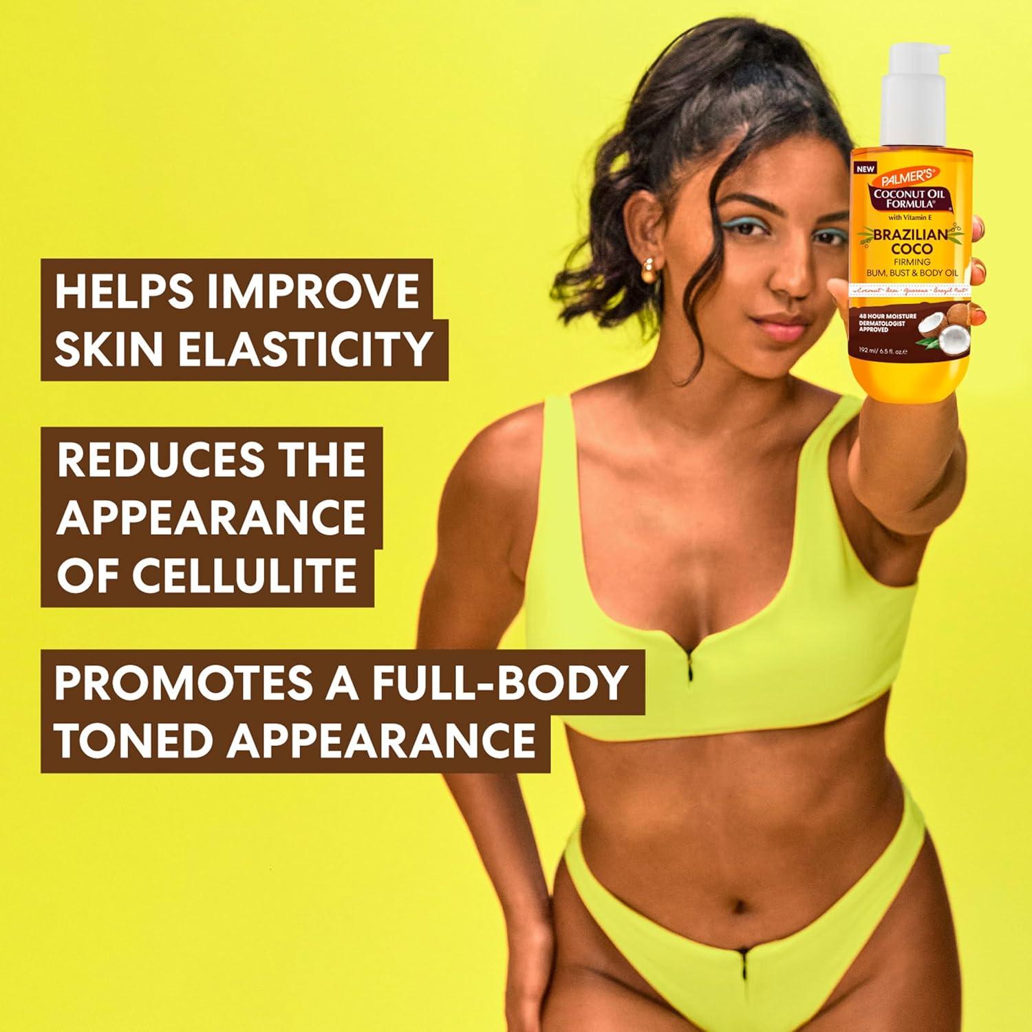imagePalmers Coconut Oil Formula Brazilian Coco Firming Body Oil with Vitamin E 65 Fl Oz Helps with Skin Tightening amp Firming of Bum Bust amp Belly Provides 48Hr Moisture Dermatologist Approved
